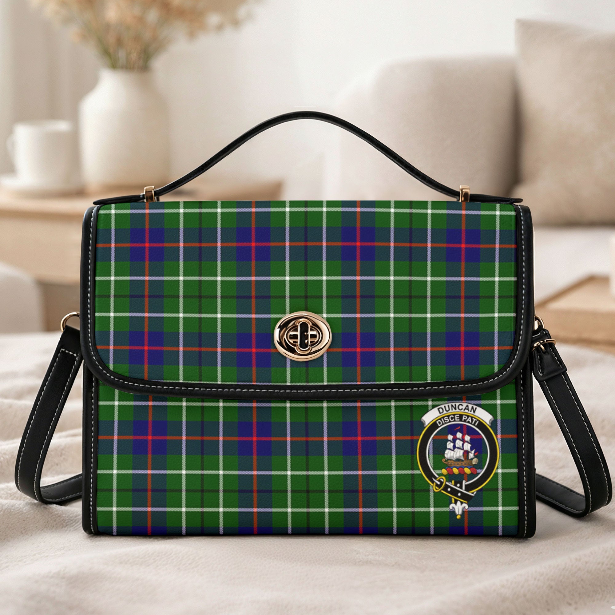 Duncan Modern Tartan Crest Satchel Bag