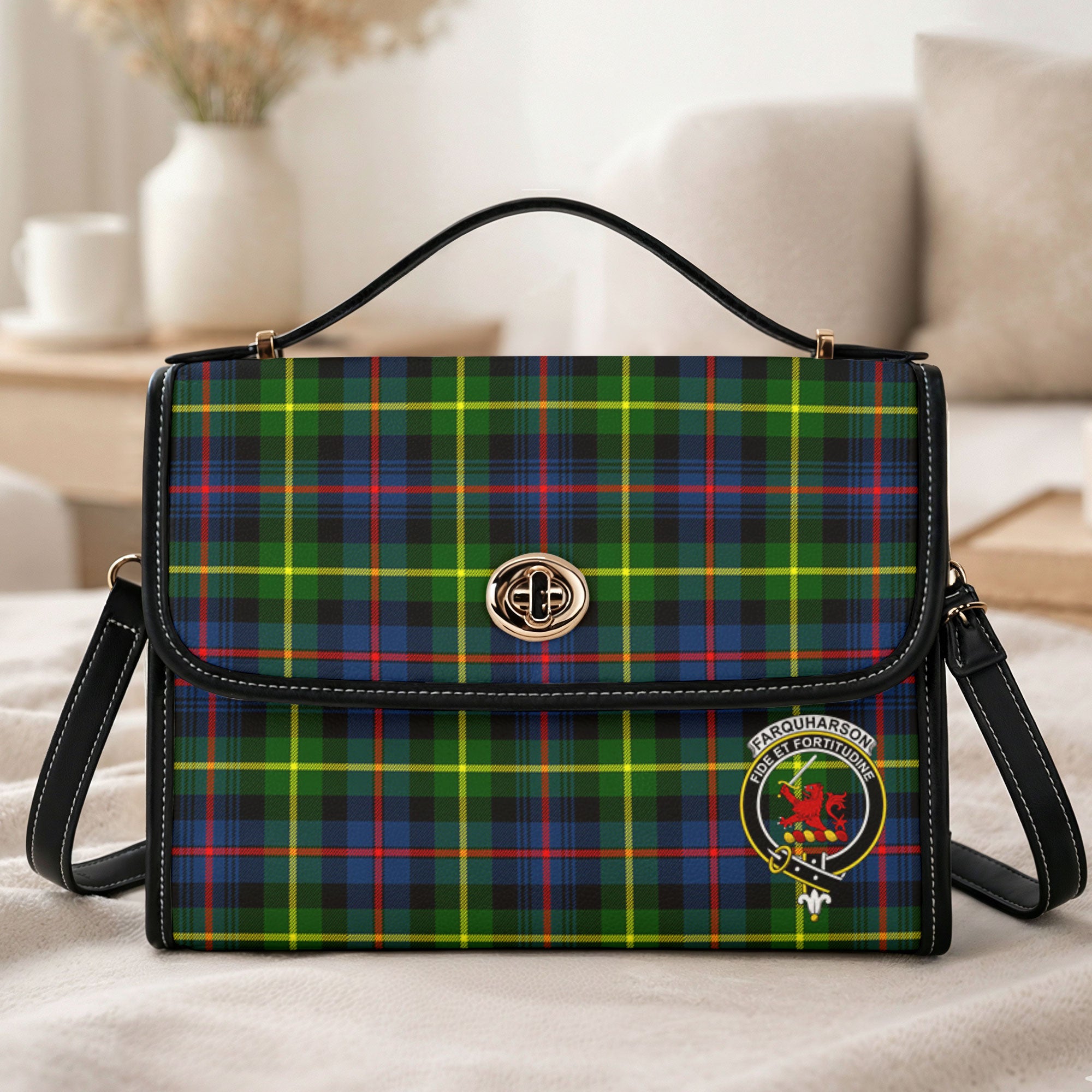 Farquharson Modern Tartan Crest Satchel Bag