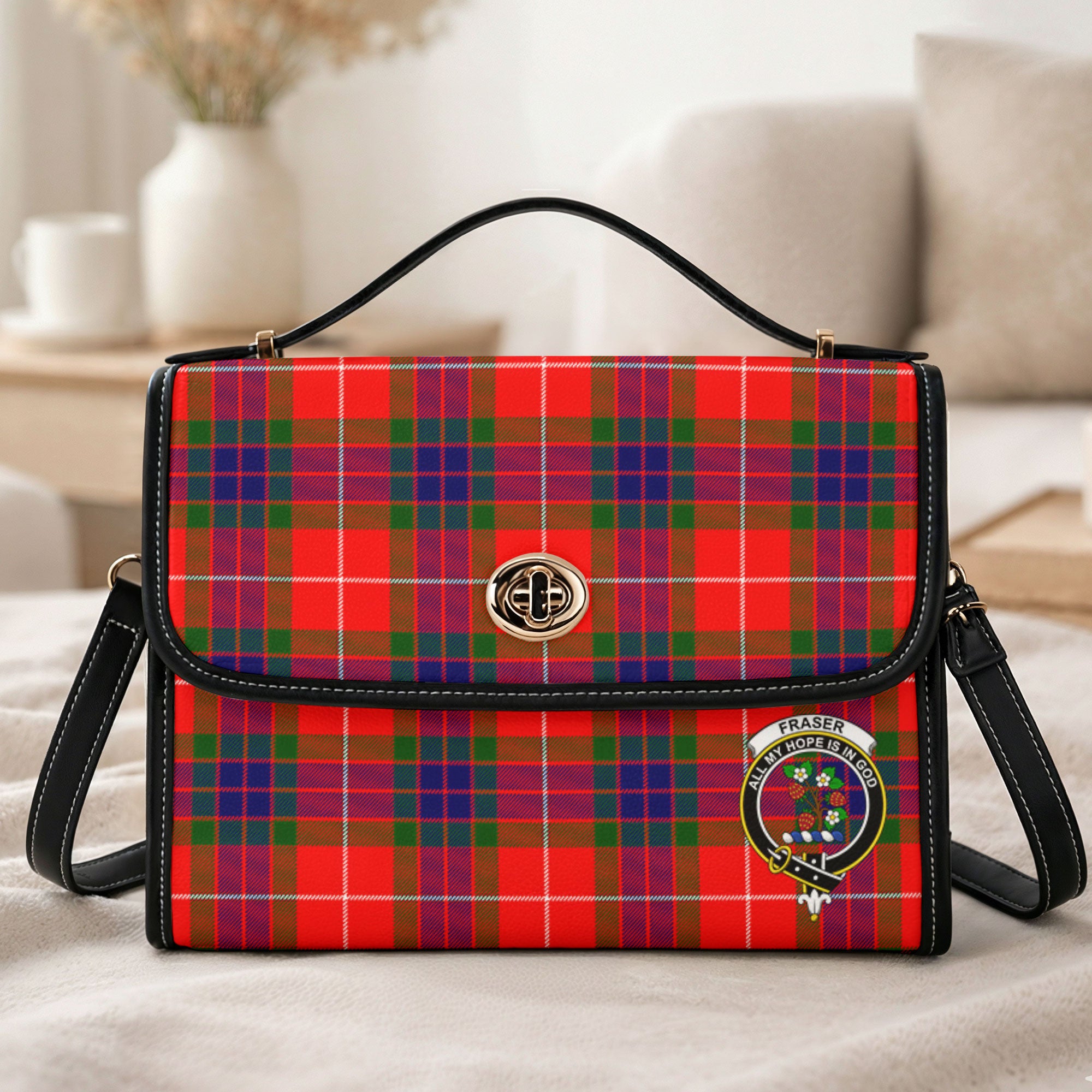Fraser Tartan Crest Satchel Bag