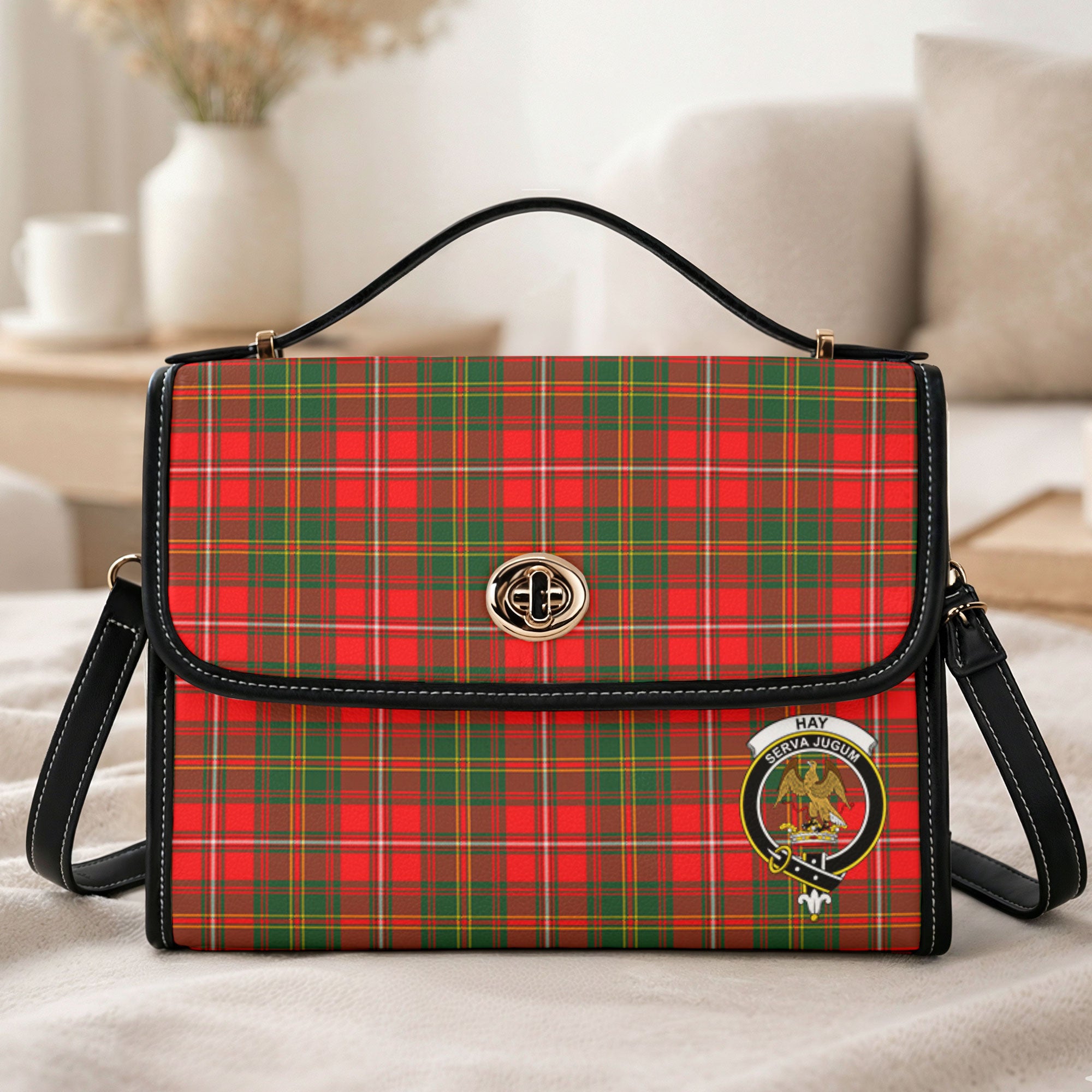 Hay Modern Tartan Crest Satchel Bag