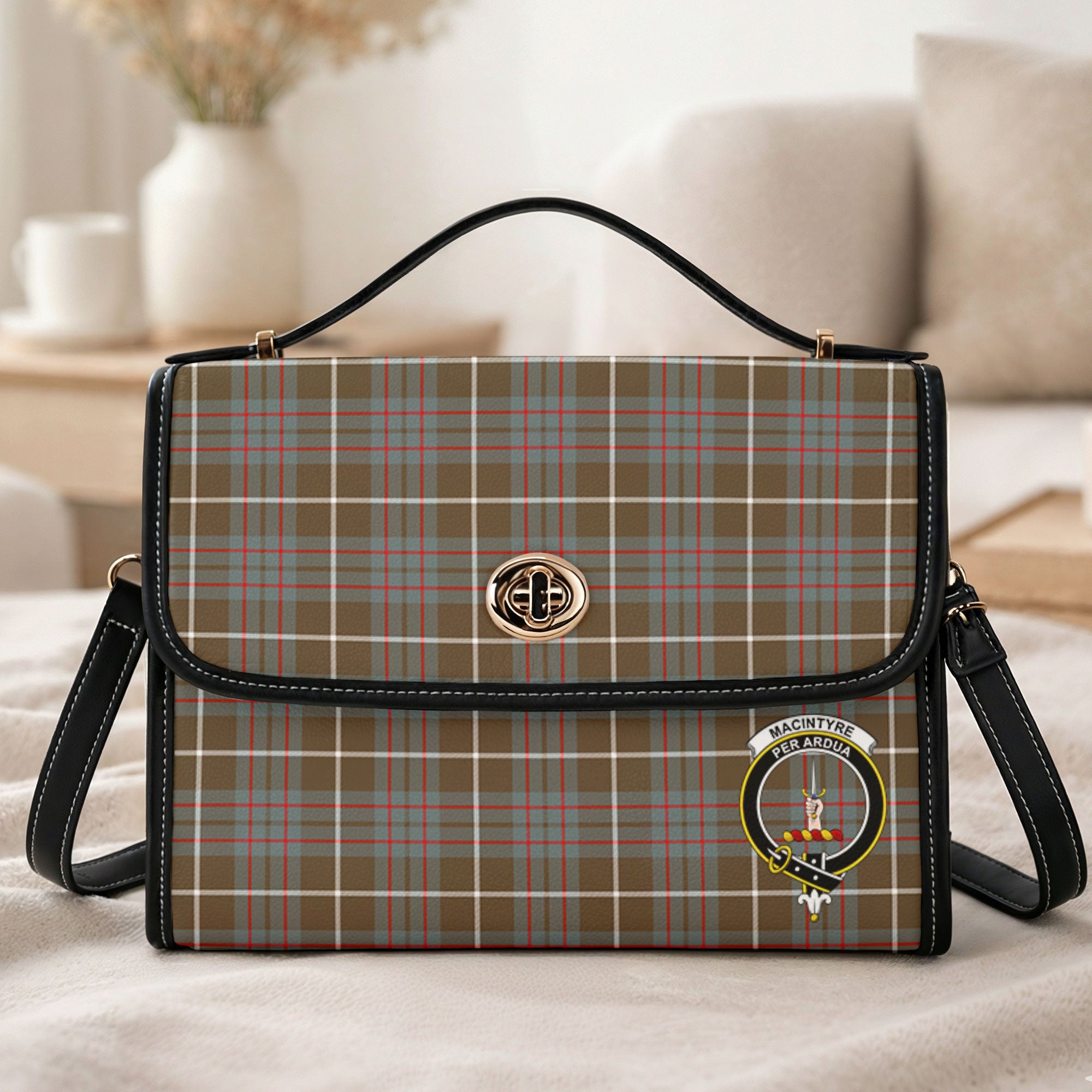 MacIntyre Hunting Weathered Tartan Crest Satchel Bag