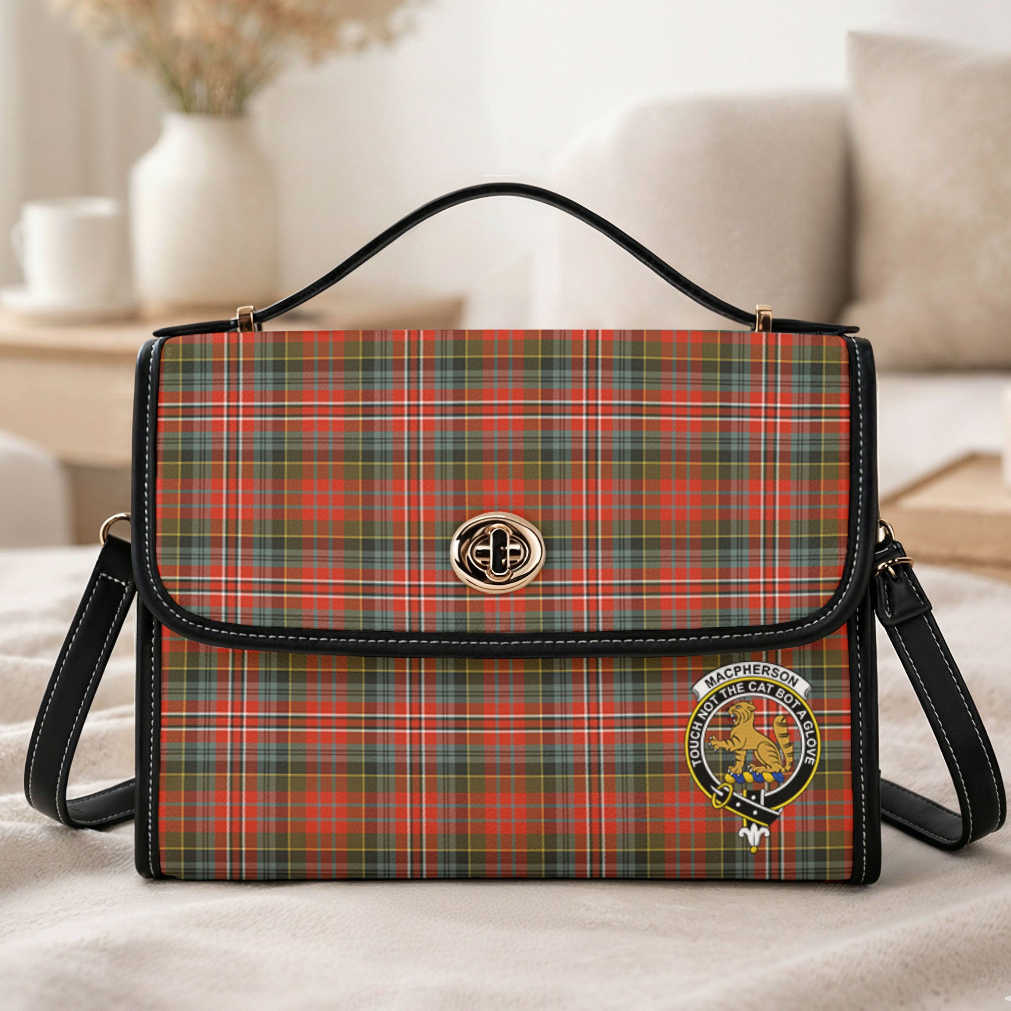MacPherson Weathered Tartan Crest Satchel Bag