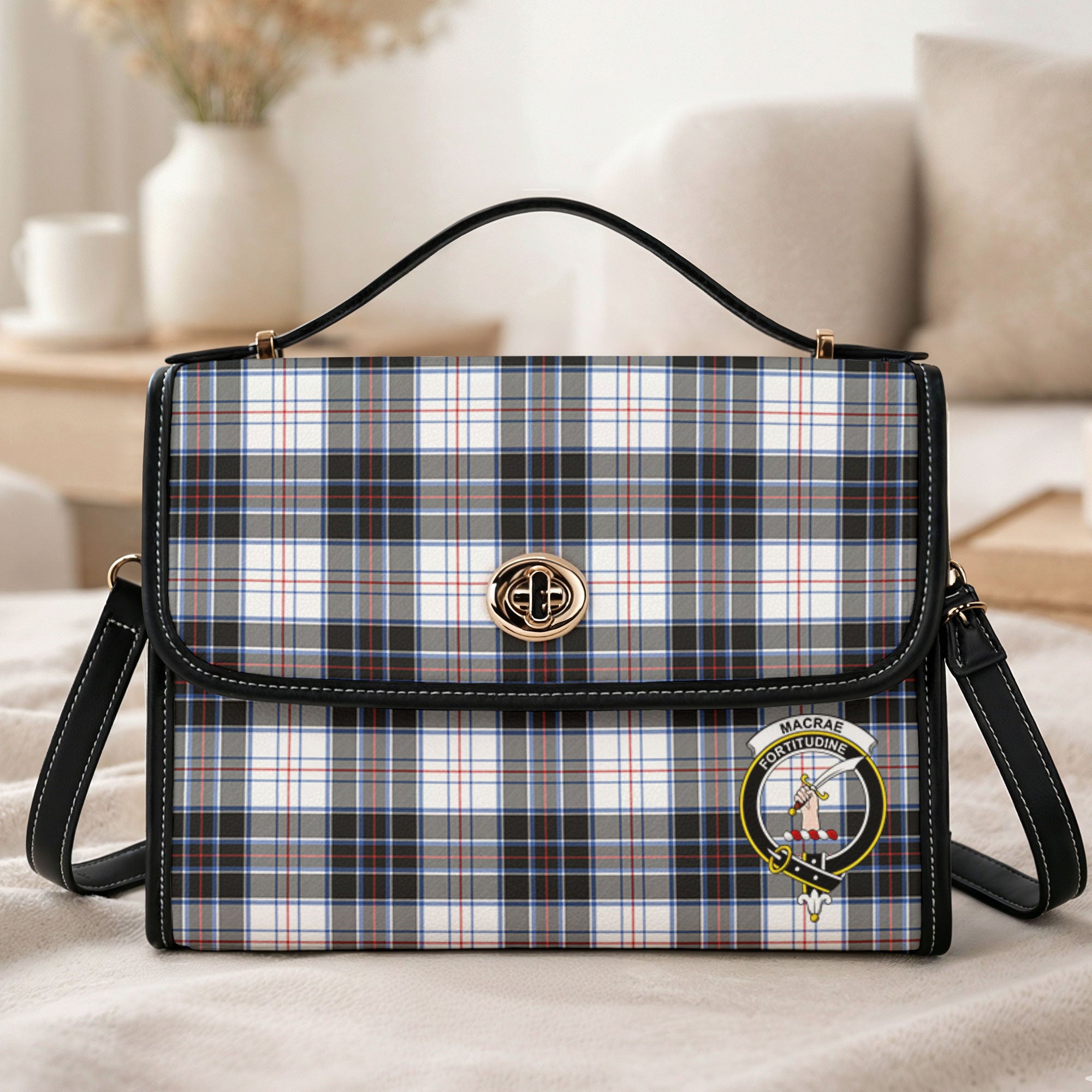 MacRae Dress Modern Tartan Crest Satchel Bag