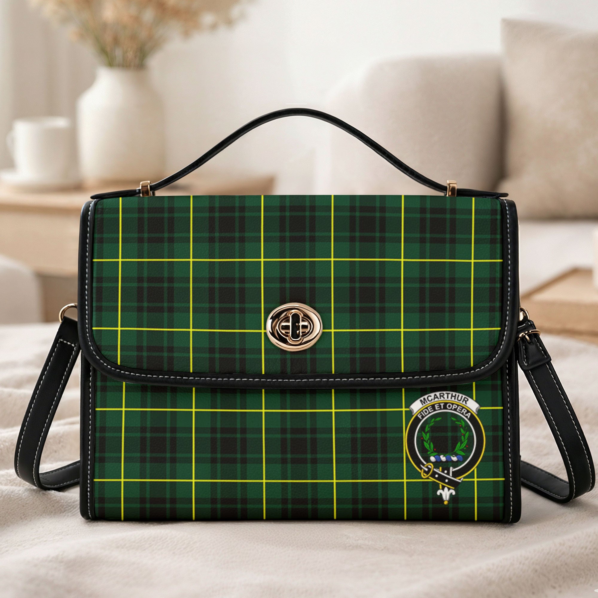 McArthur Modern Tartan Crest Satchel Bag