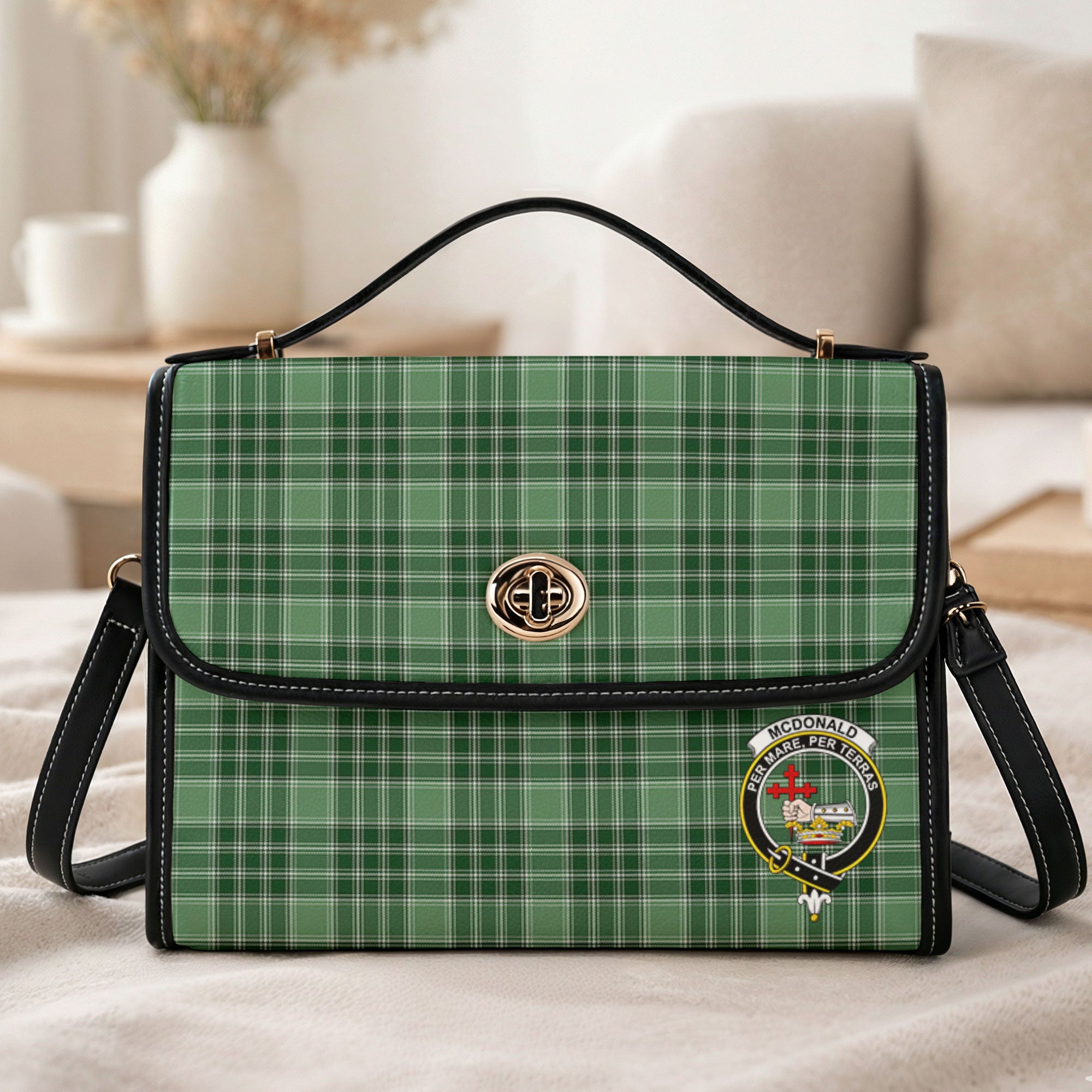 McDonald Lord of the Isles Hunting Tartan Crest Satchel Bag