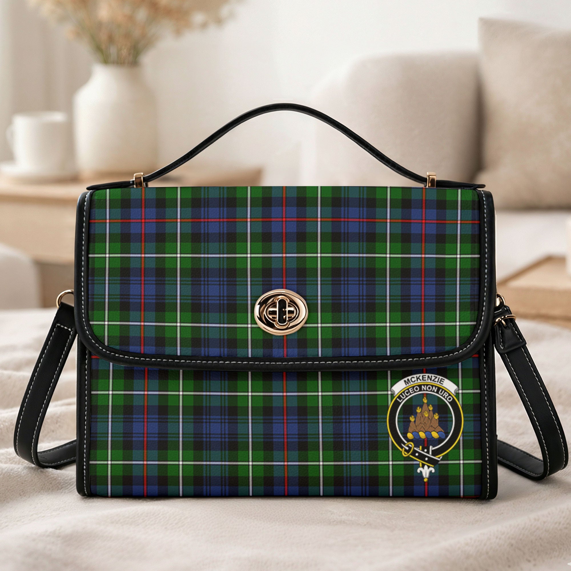 McKenzie Modern Tartan Crest Satchel Bag