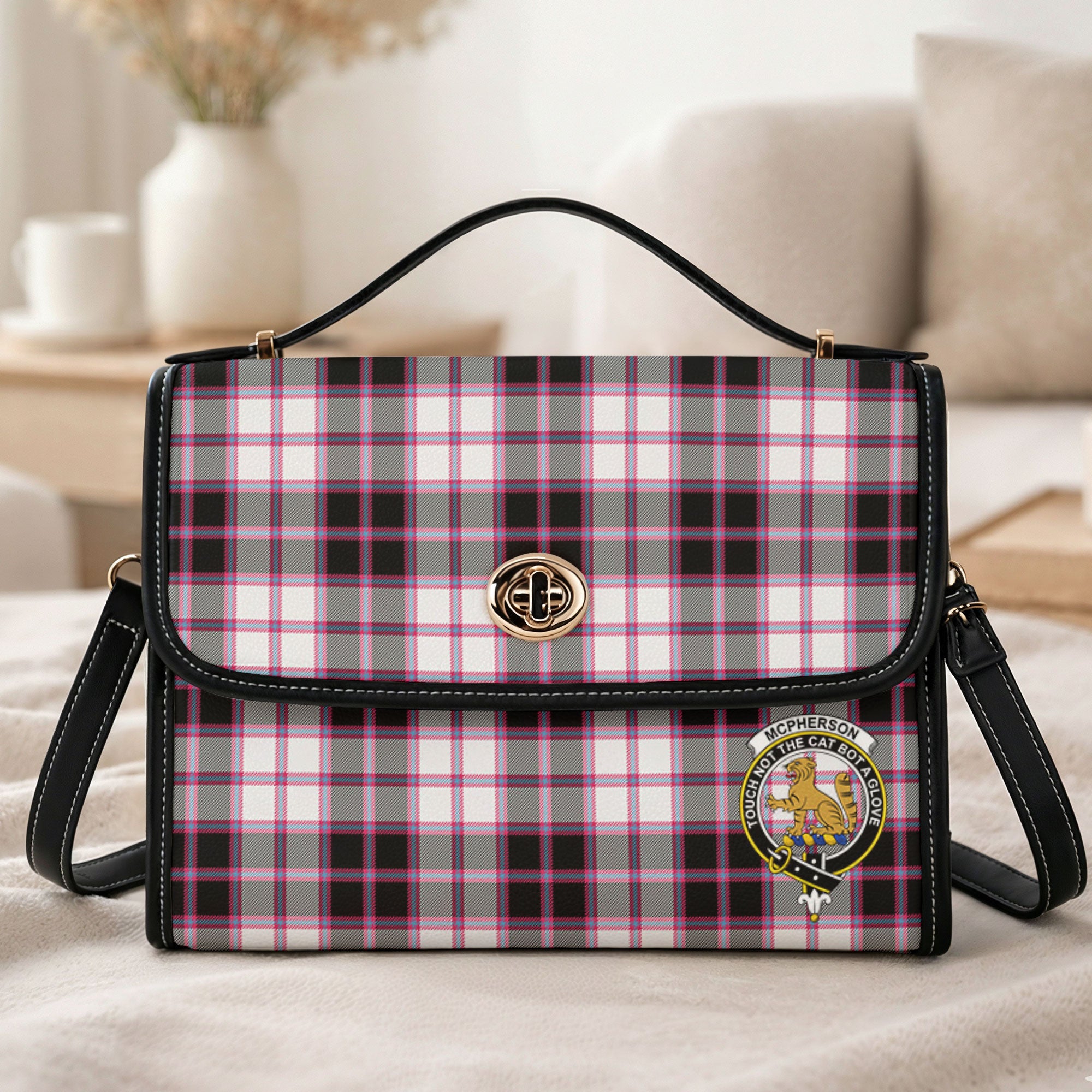 McPherson Hunting Modern Tartan Crest Satchel Bag