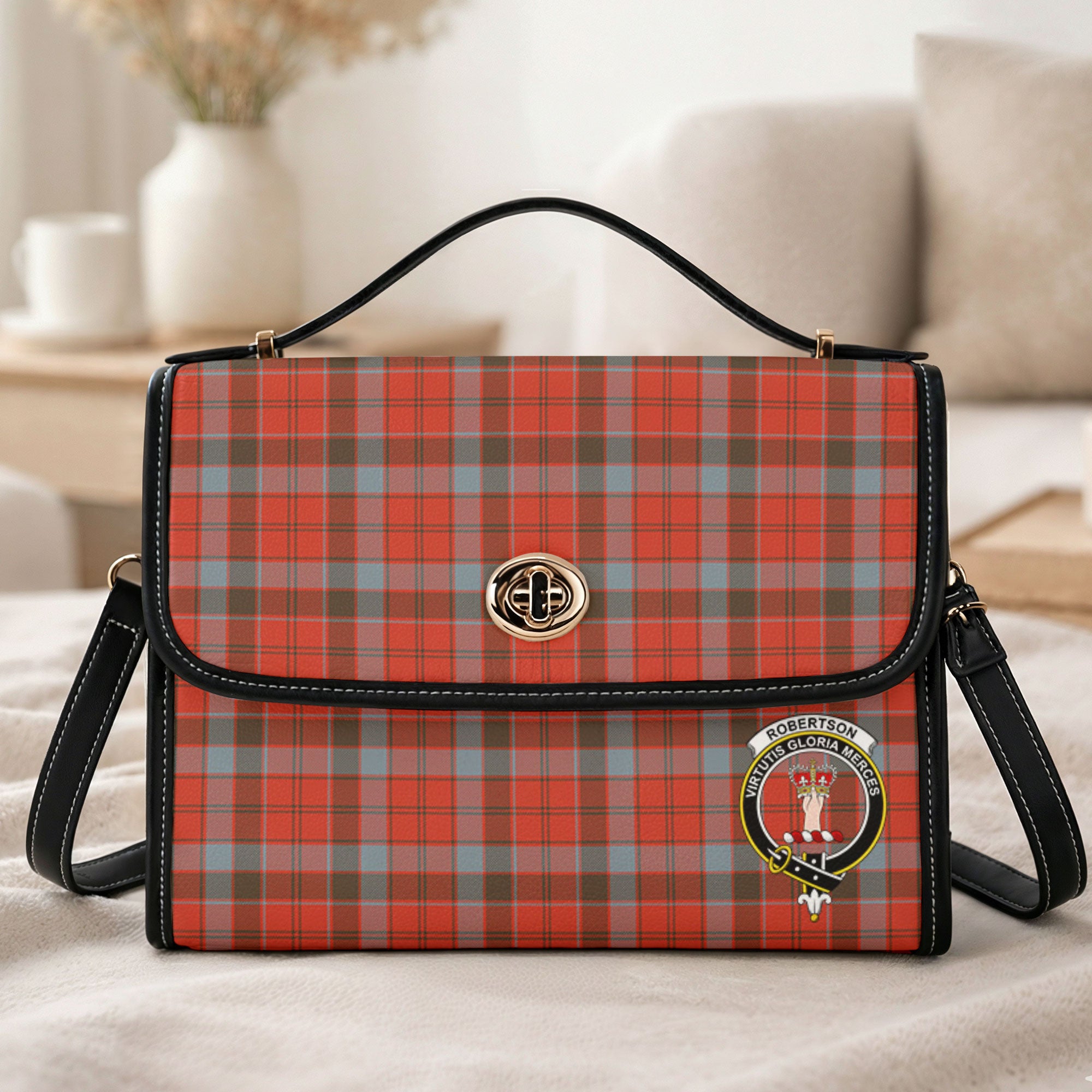 Robertson Weathered Tartan Crest Satchel Bag