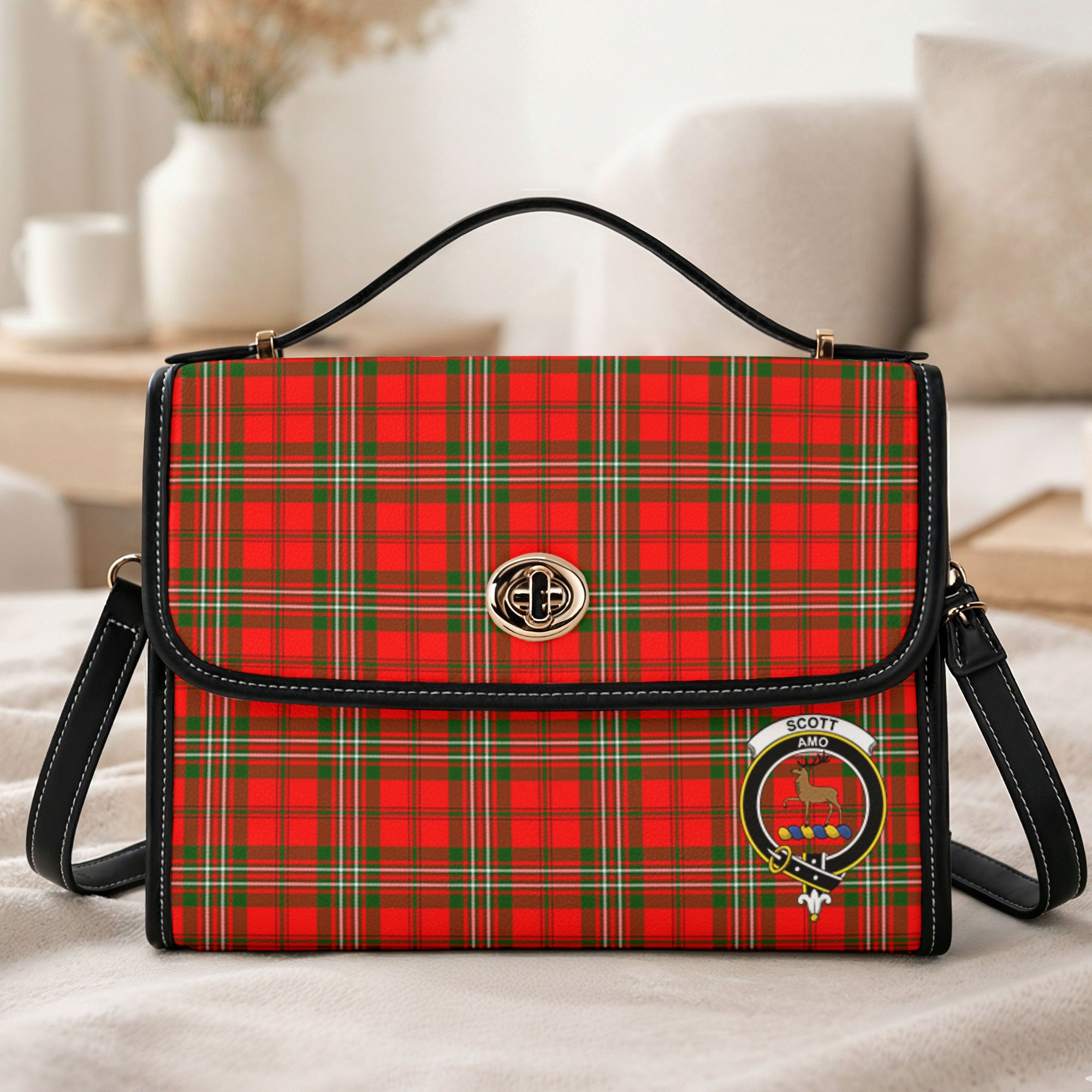Scott Modern Tartan Crest Satchel Bag