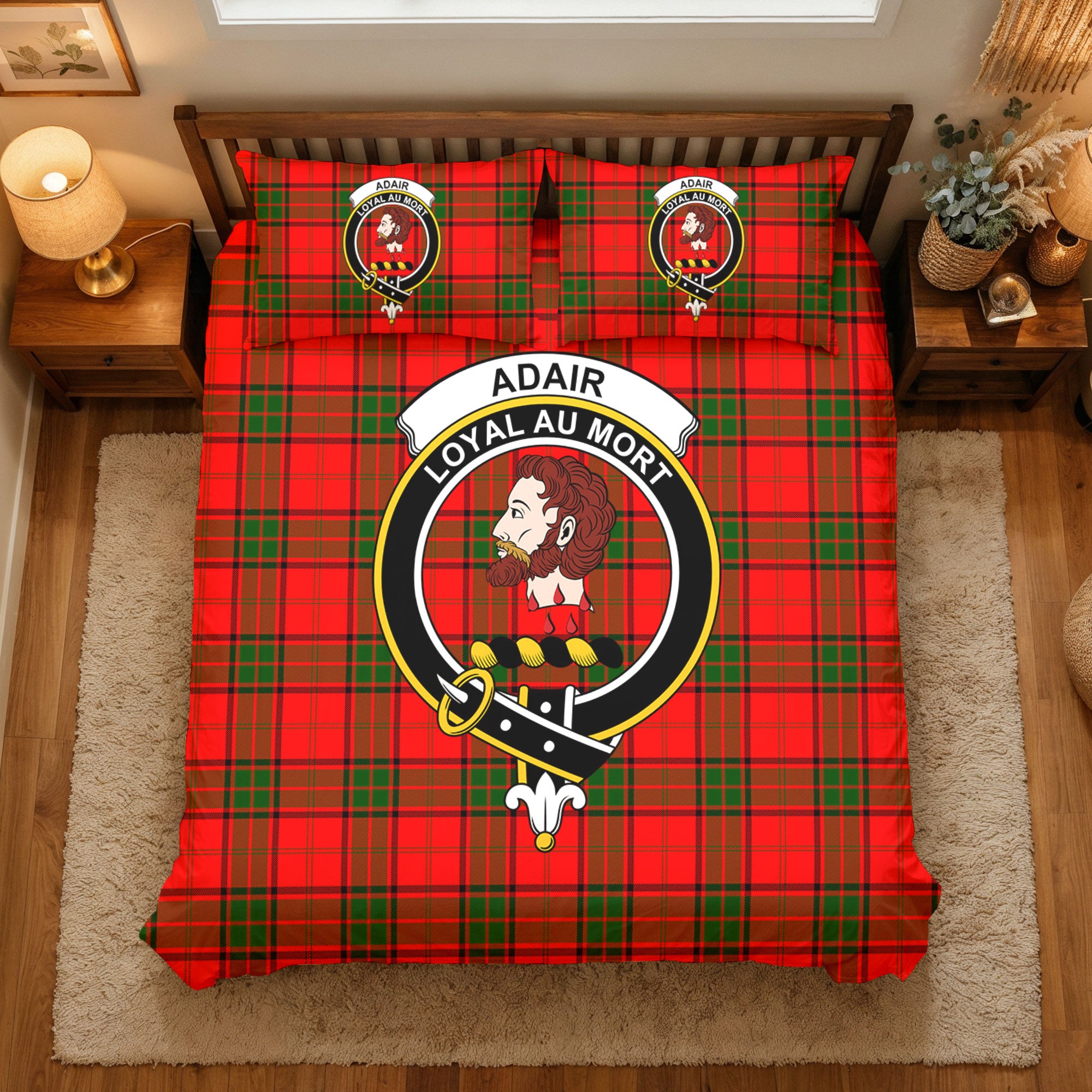 Adair Modern Tartan Crest Bedding Set
