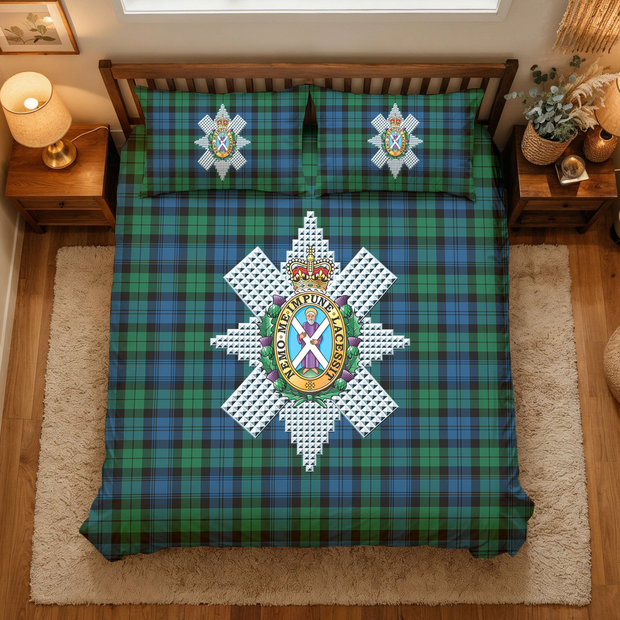 Black Watch Ancient Tartan Crest Bedding Set
