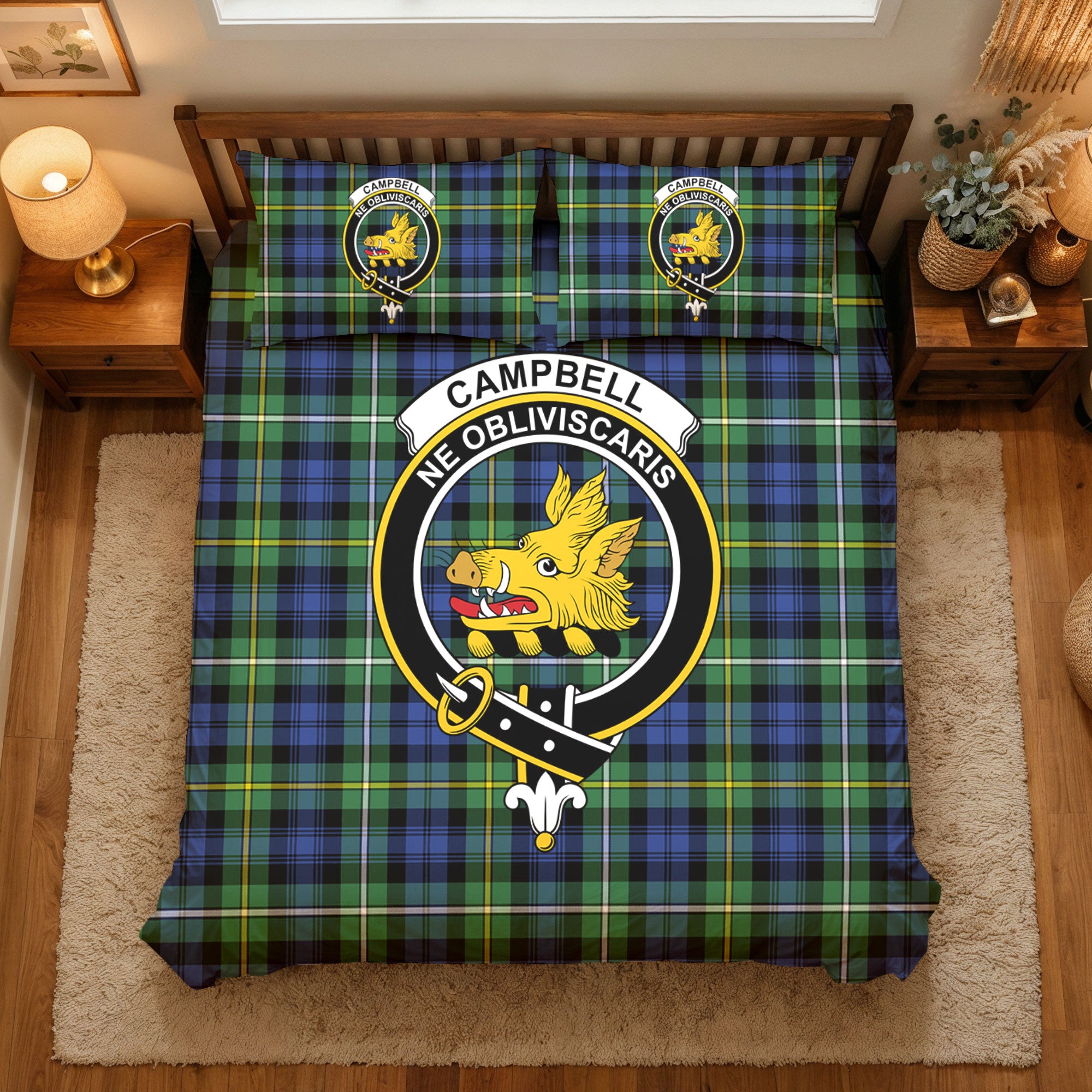 Campbell Argyll Ancient Tartan Crest Bedding Set