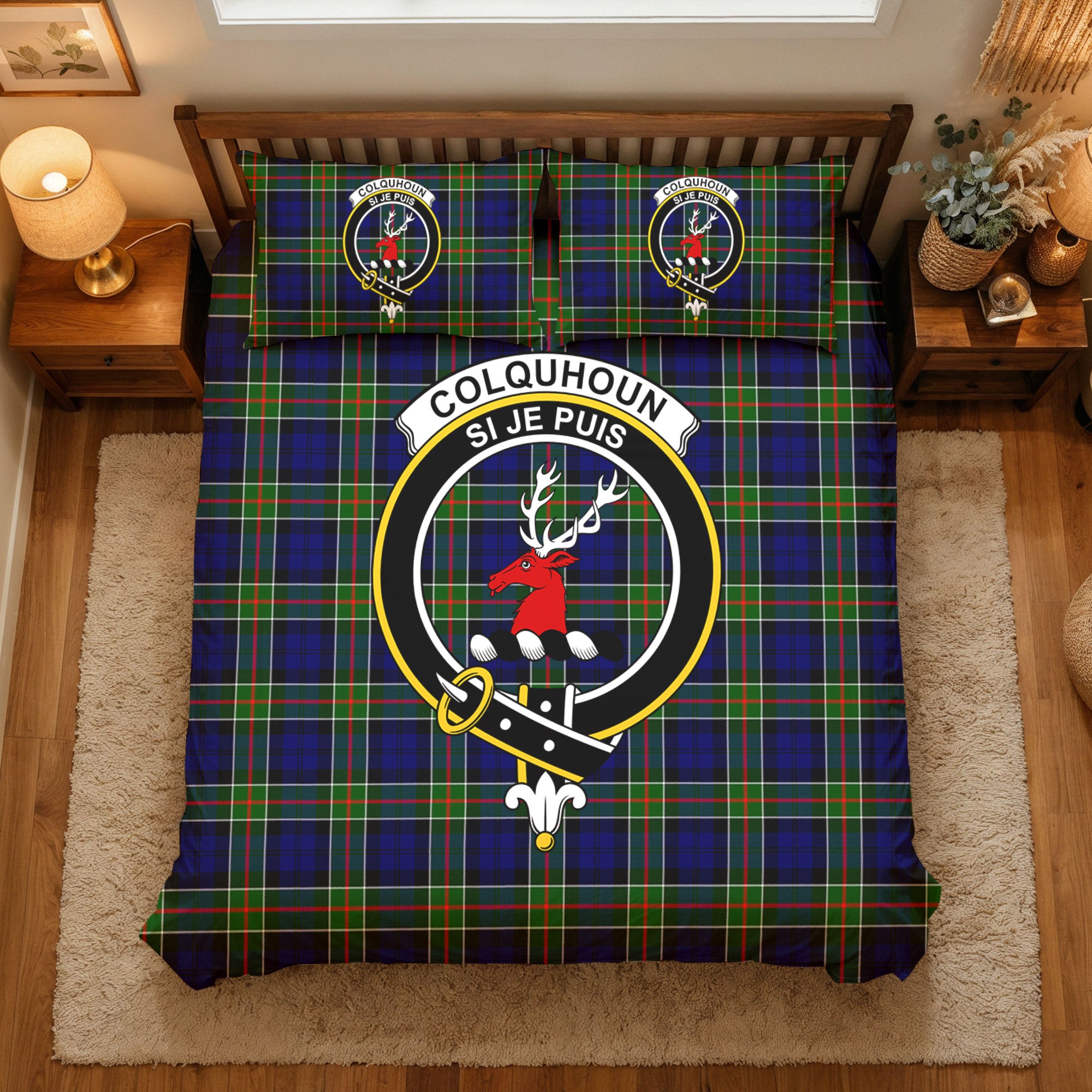 Colquhoun Modern Tartan Crest Bedding Set