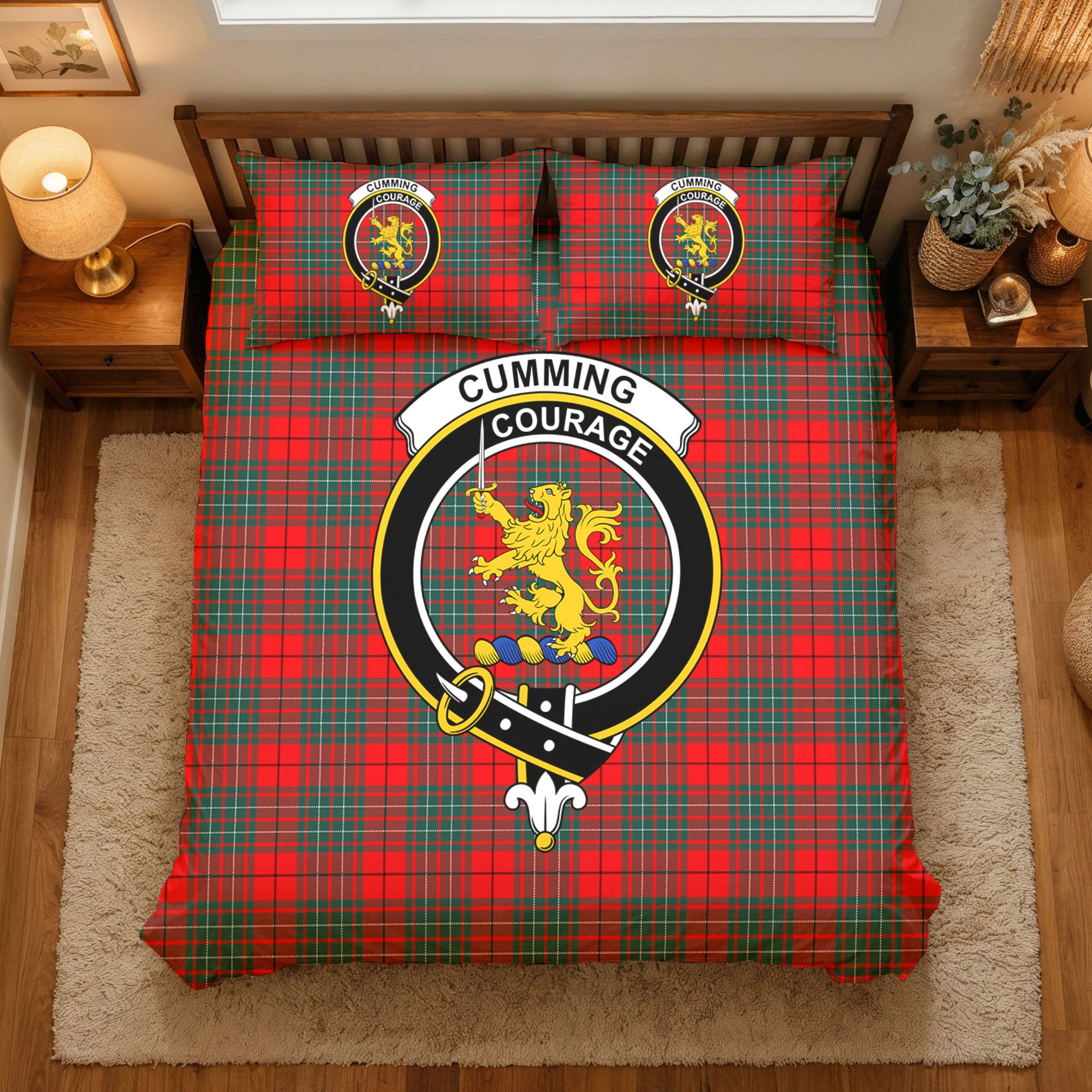 Cumming Modern Tartan Crest Bedding Set