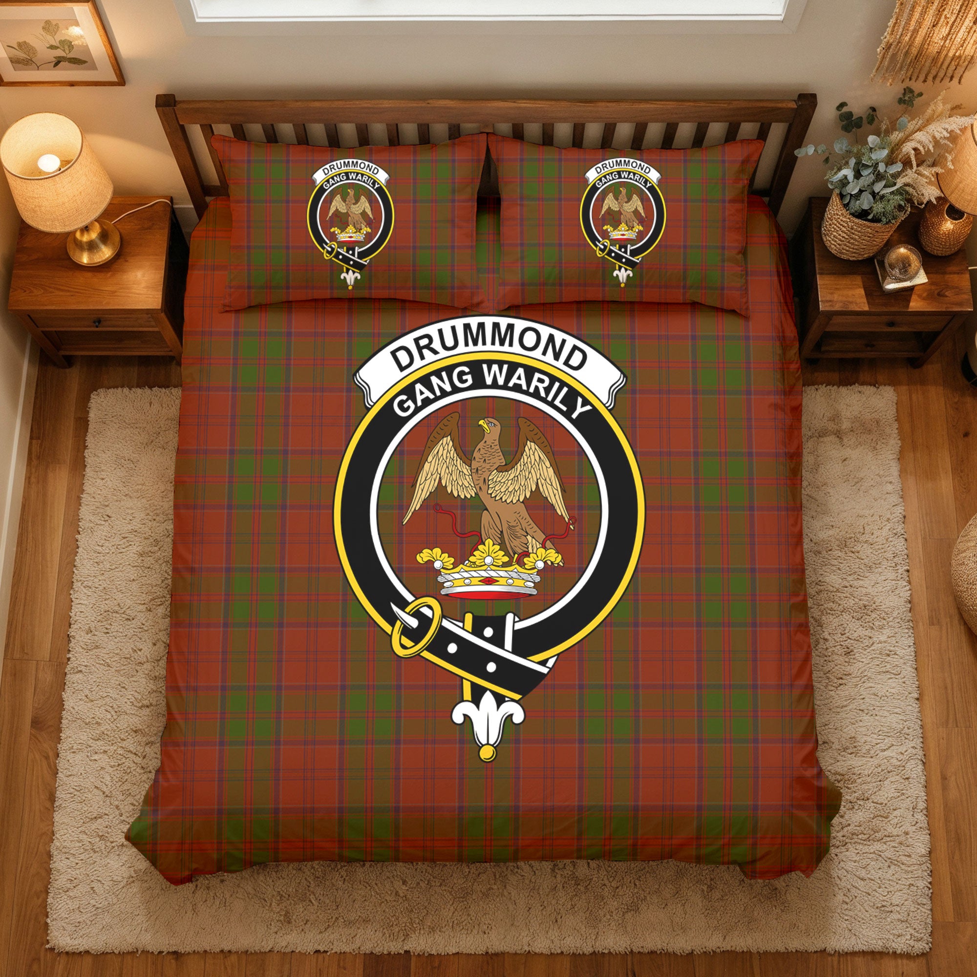 Drummond Clan Tartan Crest Bedding Set