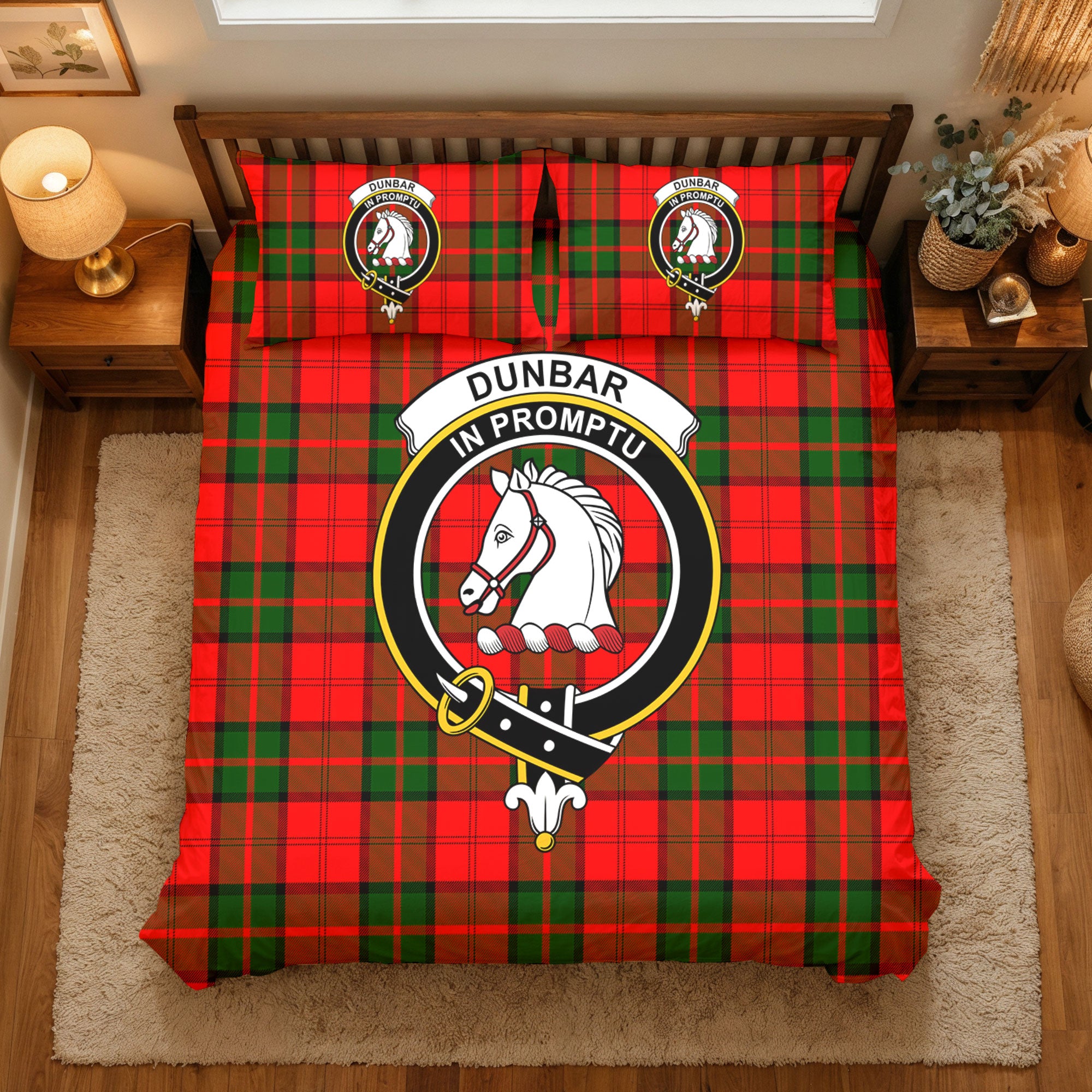 Dunbar Modern Tartan Crest Bedding Set