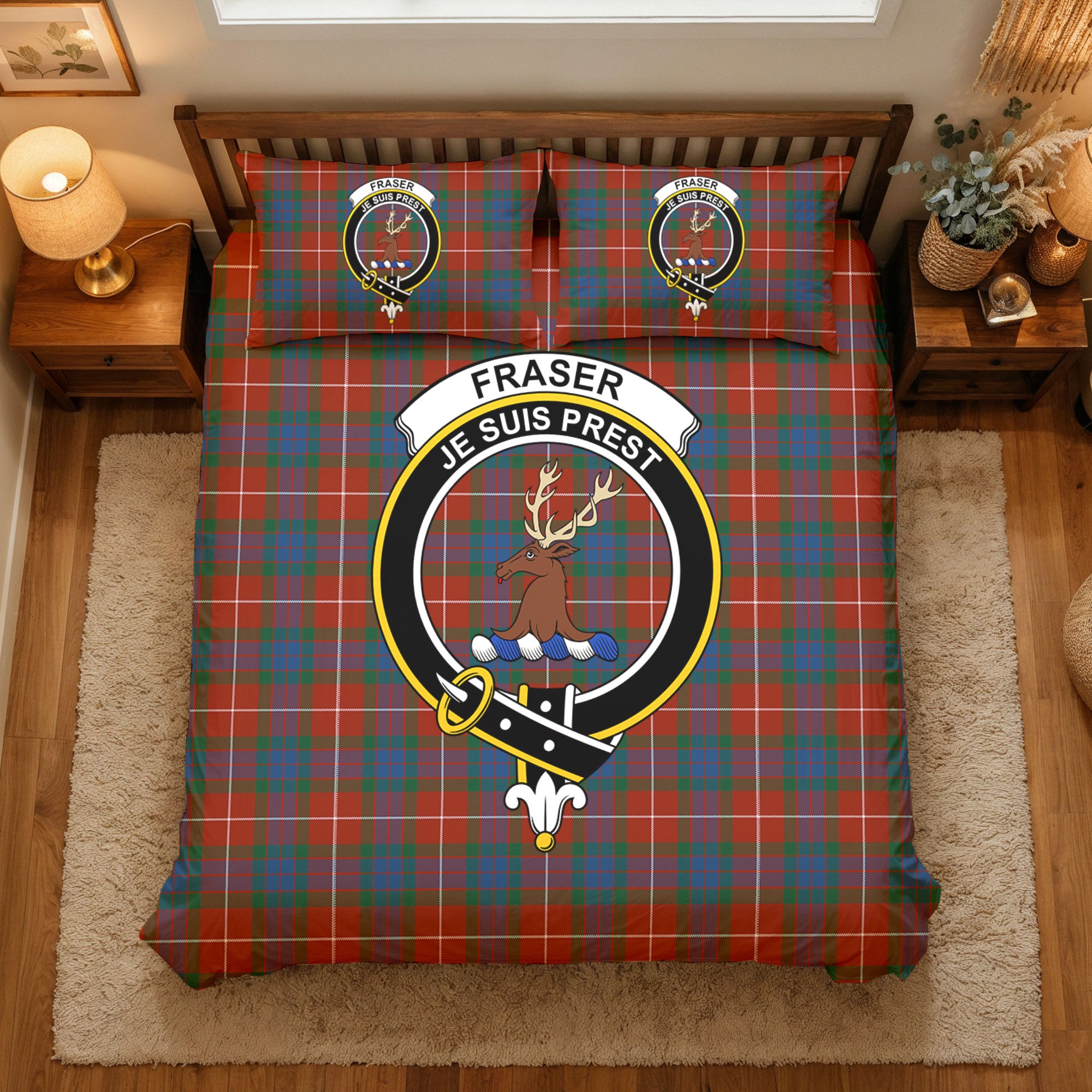 Fraser (of Lovat) Ancient Tartan Crest Bedding Set