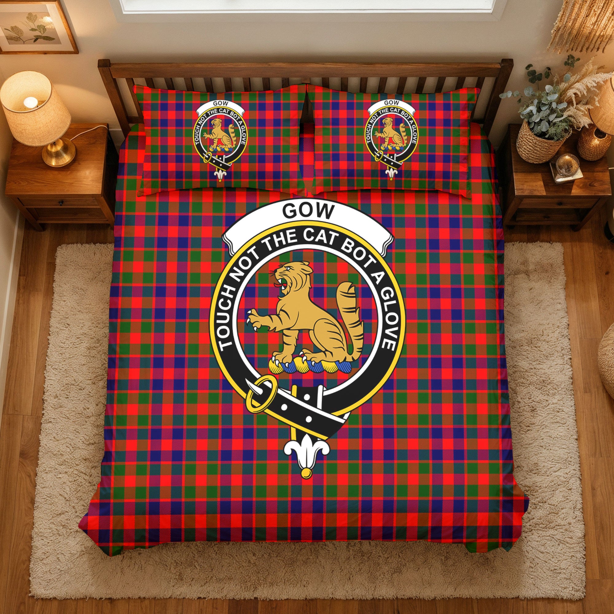 Gow (or McGouan) Tartan Crest Bedding Set