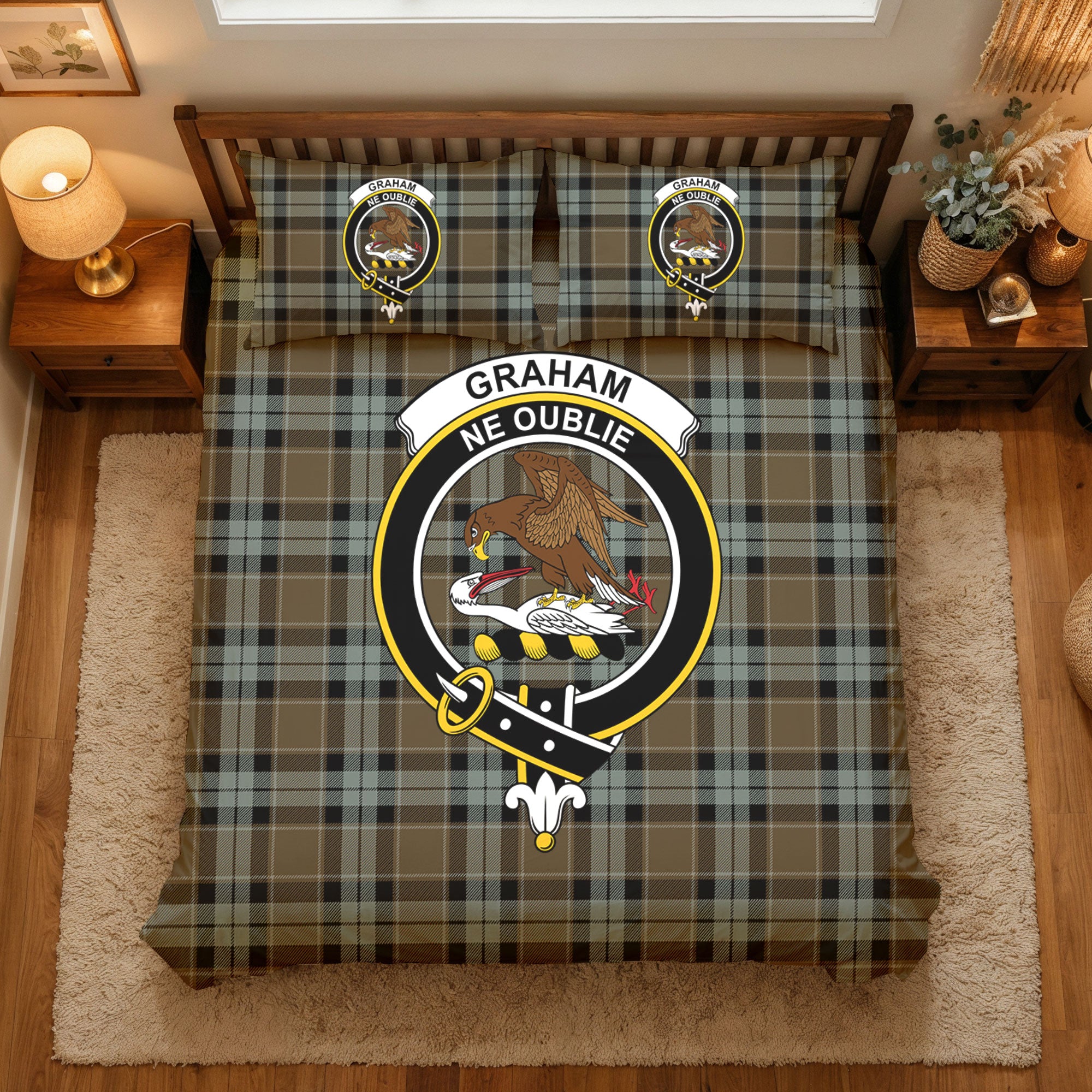 Graham of Menteith Weathered Tartan Crest Bedding Set