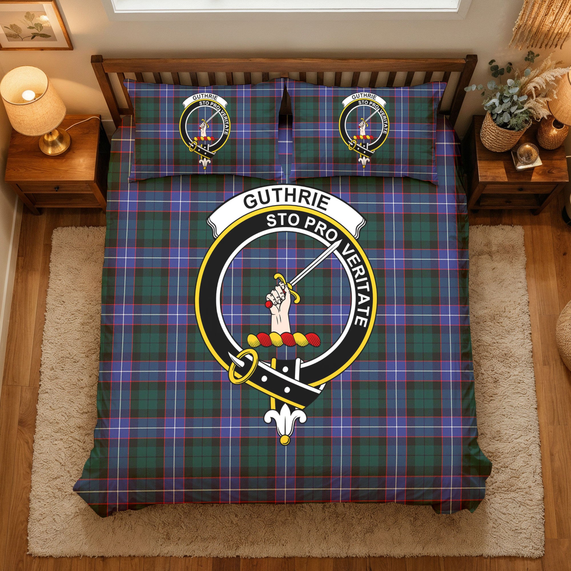 Guthrie Modern Tartan Crest Bedding Set