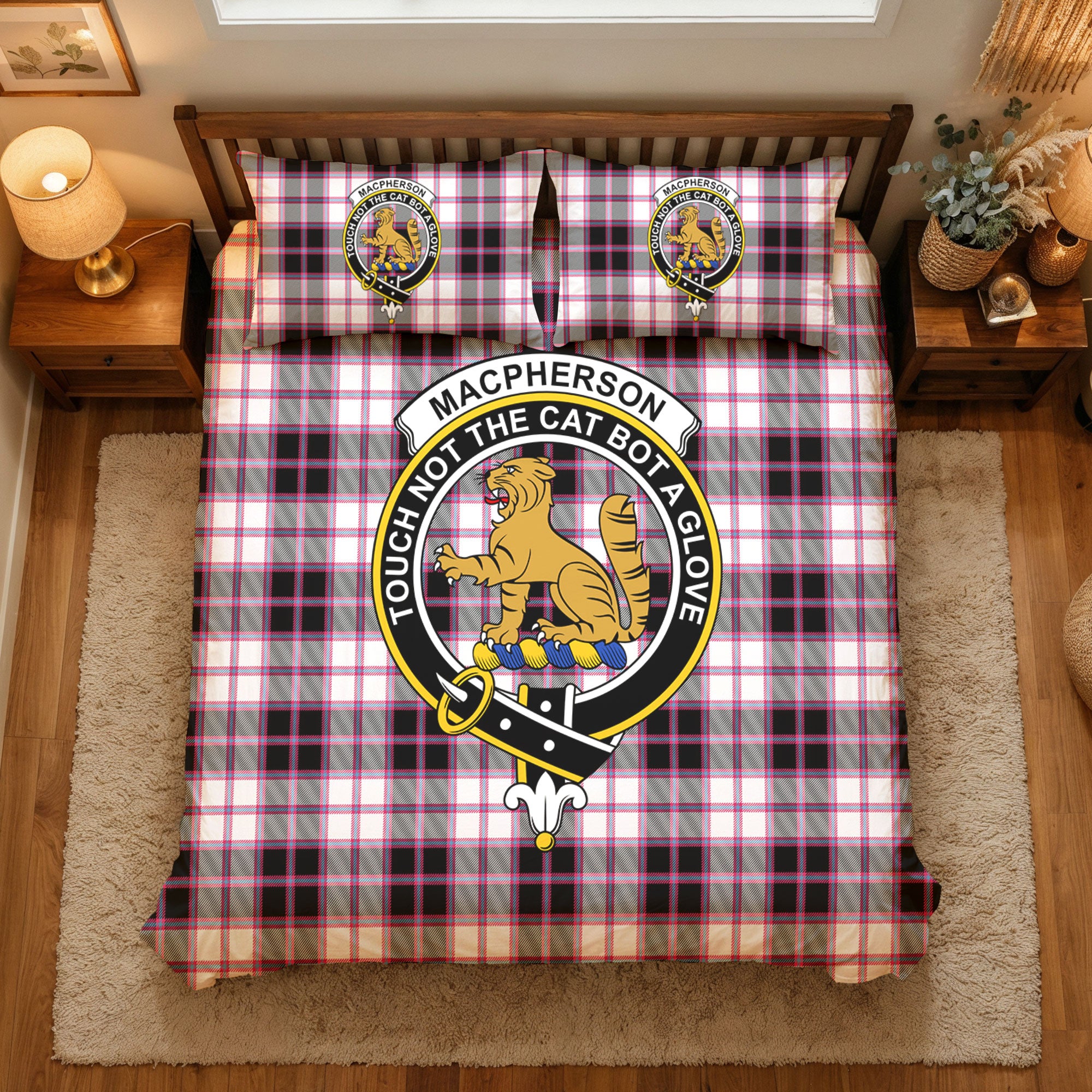MacPherson Hunting Modern Tartan Crest Bedding Set