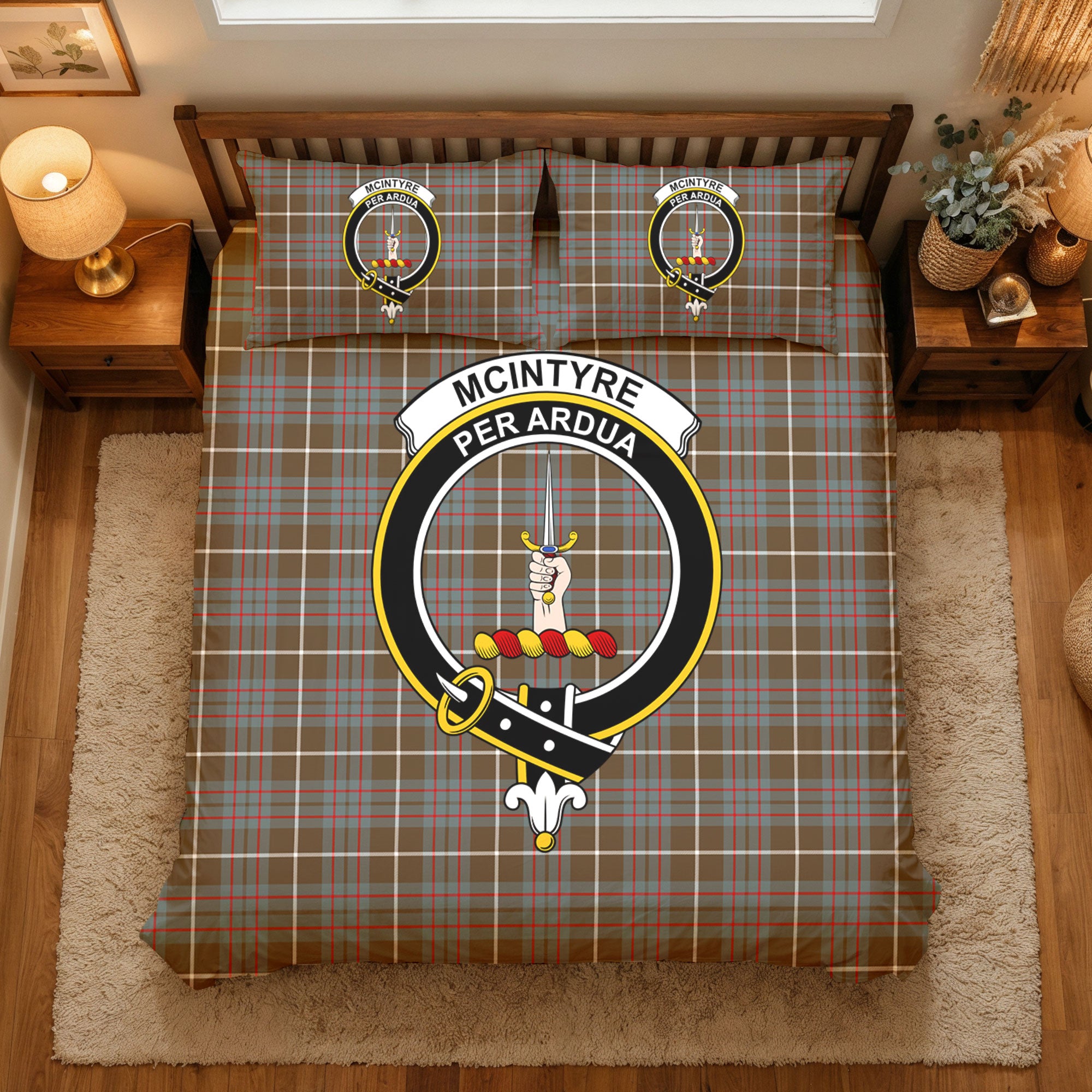 McIntyre Hunting Weathered Tartan Crest Bedding Set