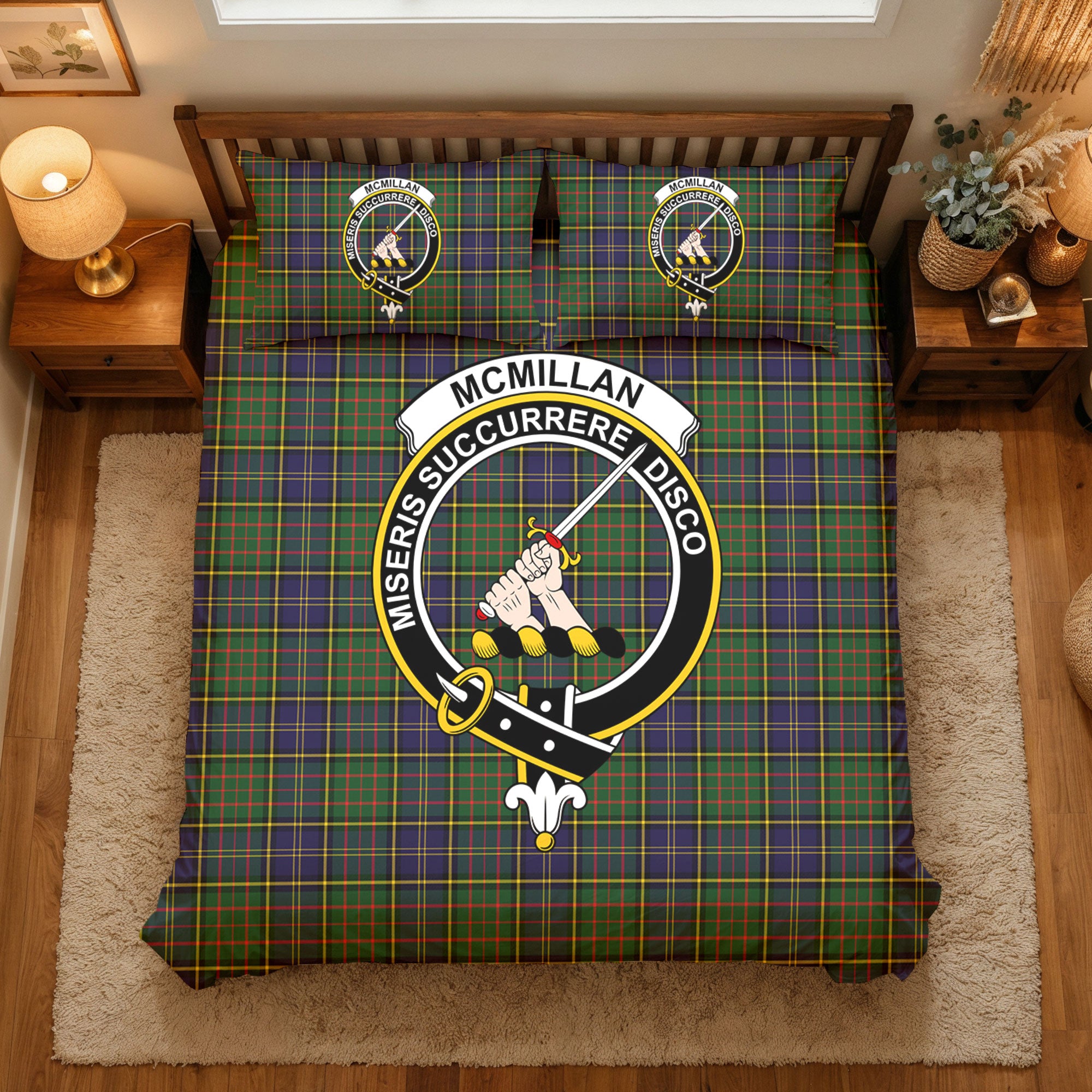 McMillan Hunting Modern Tartan Crest Bedding Set