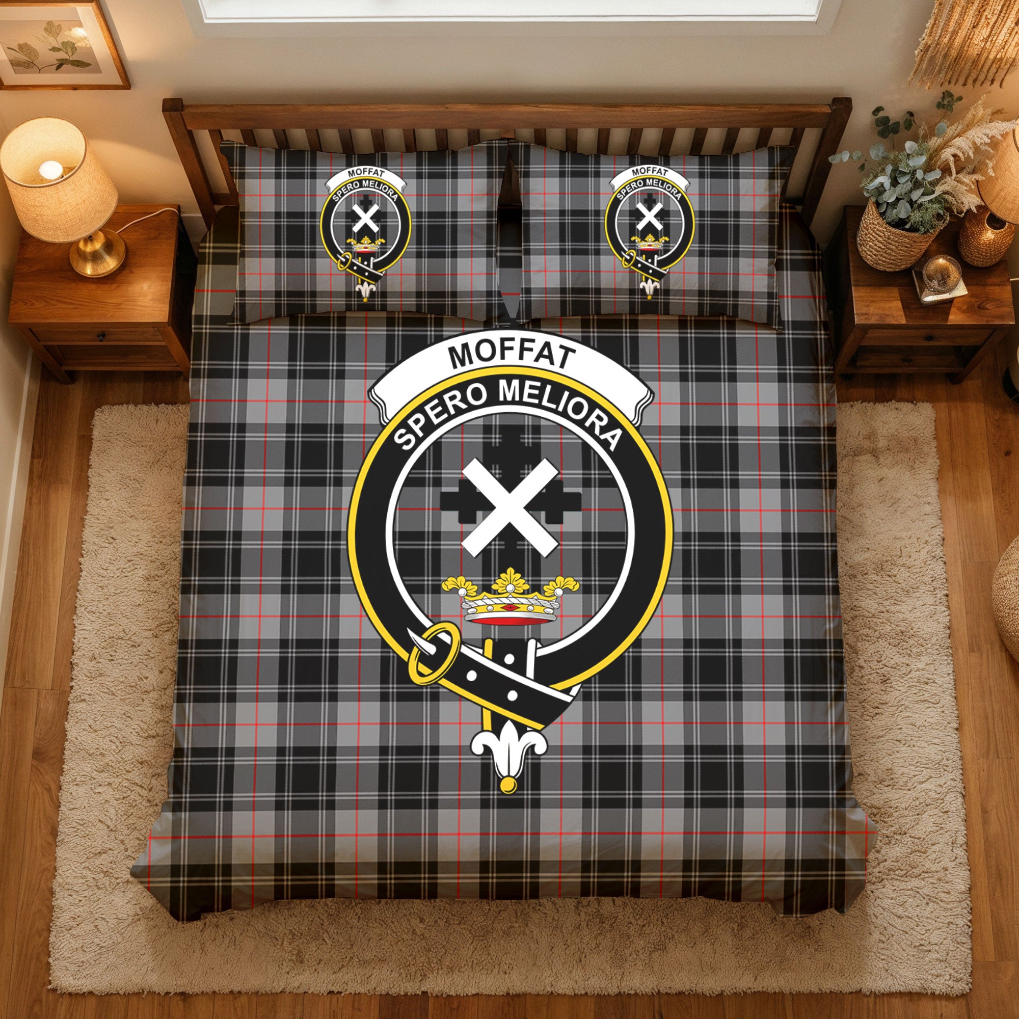Moffat Modern Tartan Crest Bedding Set
