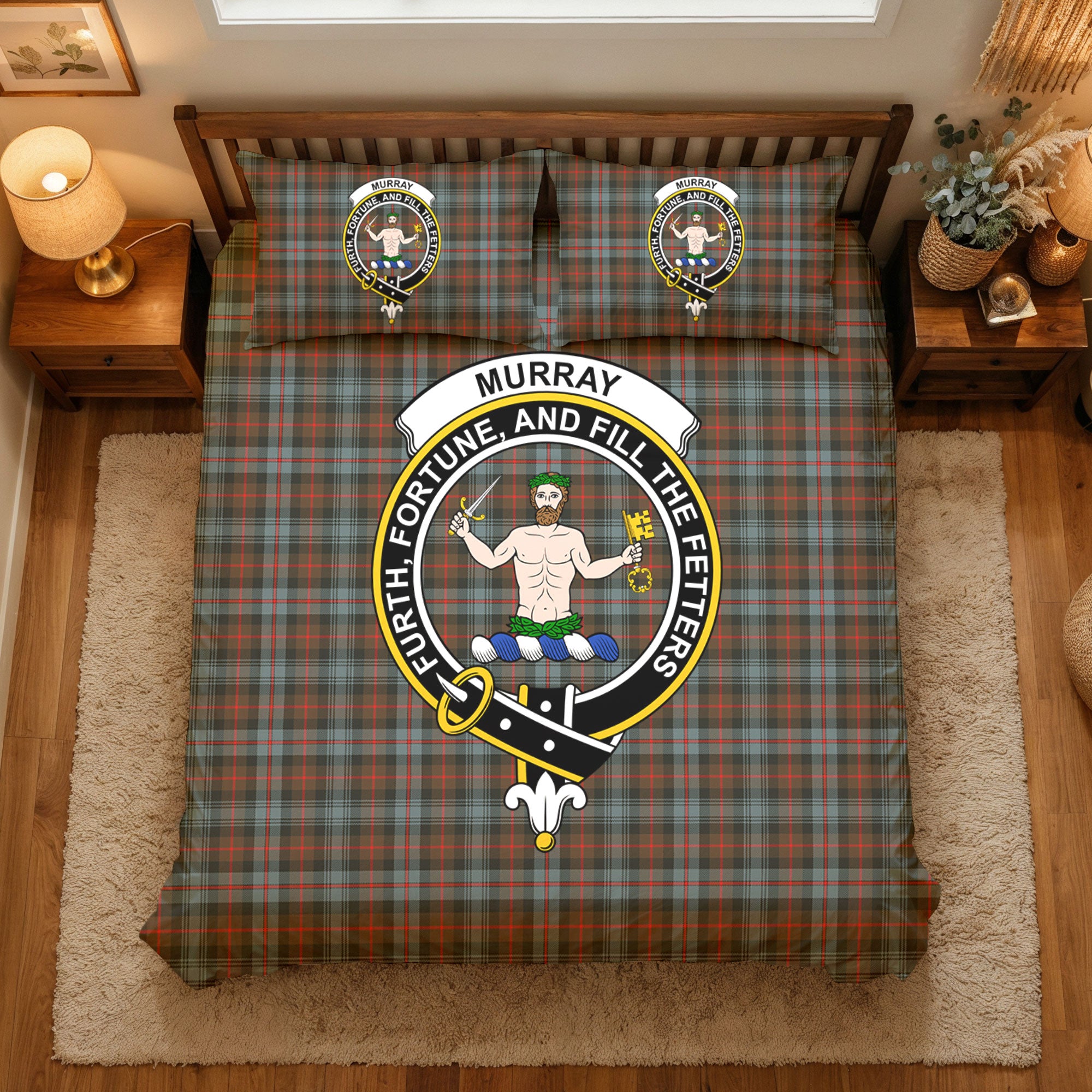 Murray of Atholl Weathered Tartan Crest Bedding Set