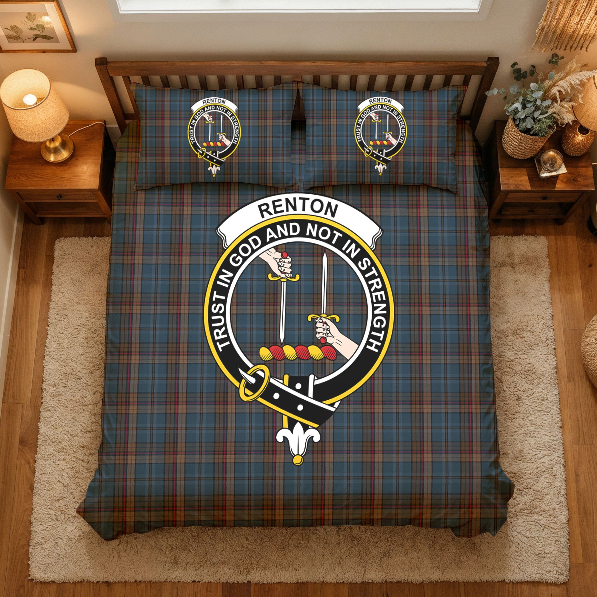 Renton Tartan Crest Bedding Set