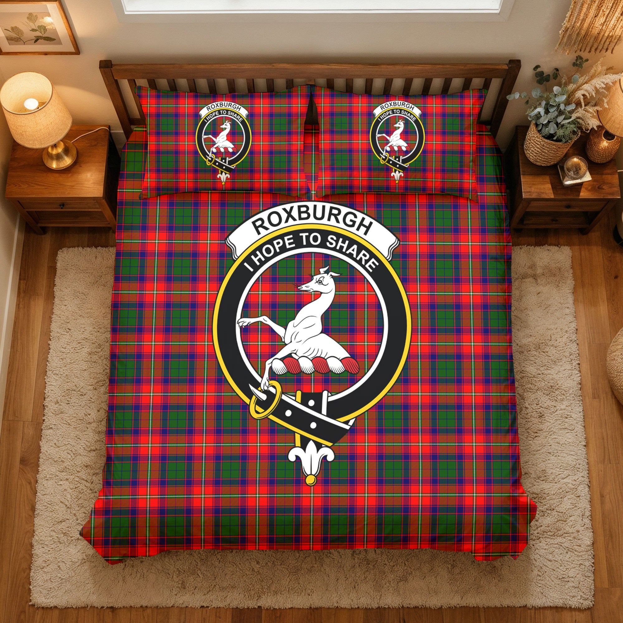 Roxburgh District Tartan Crest Bedding Set