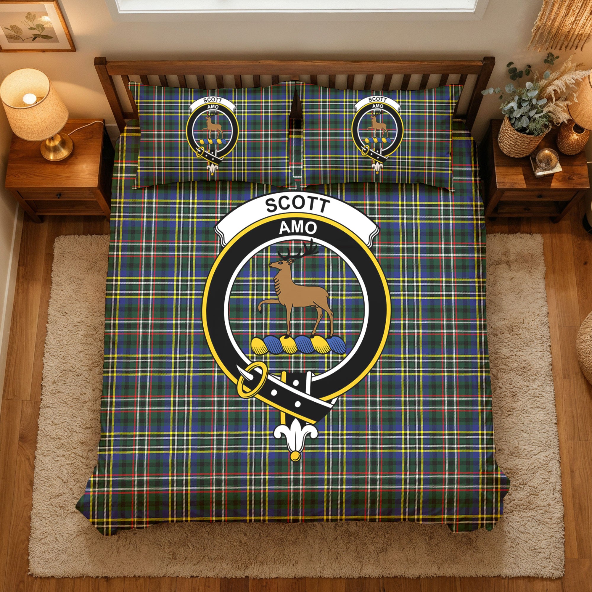 Scott Green Modern Tartan Crest Bedding Set