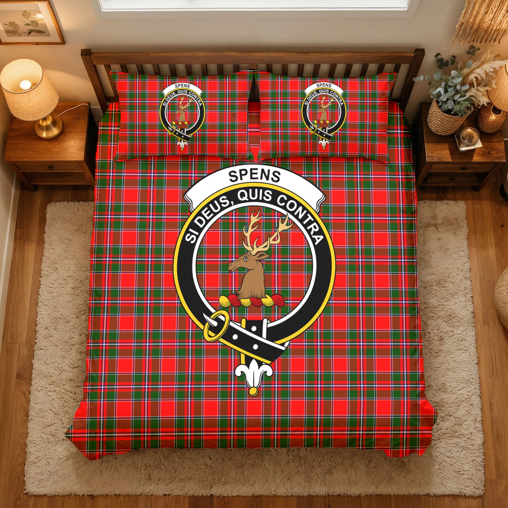 Spens (or Spence) Tartan Crest Bedding Set