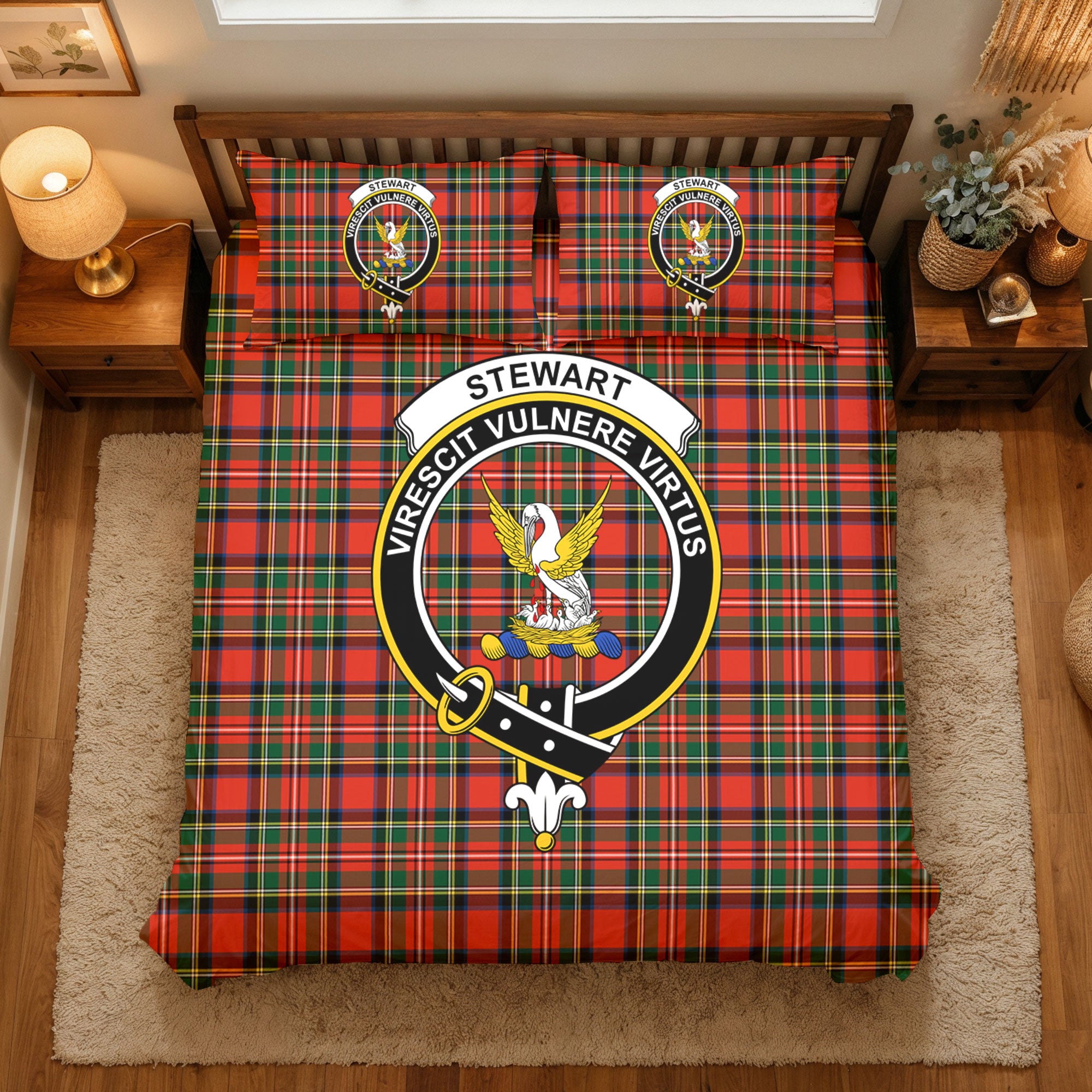 Stewart Royal Modern Tartan Crest Bedding Set
