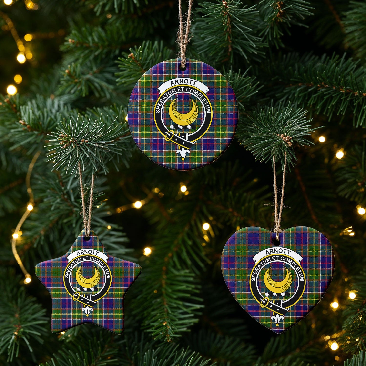 Arnott Tartan Crest Christmas Ceramic Ornament
