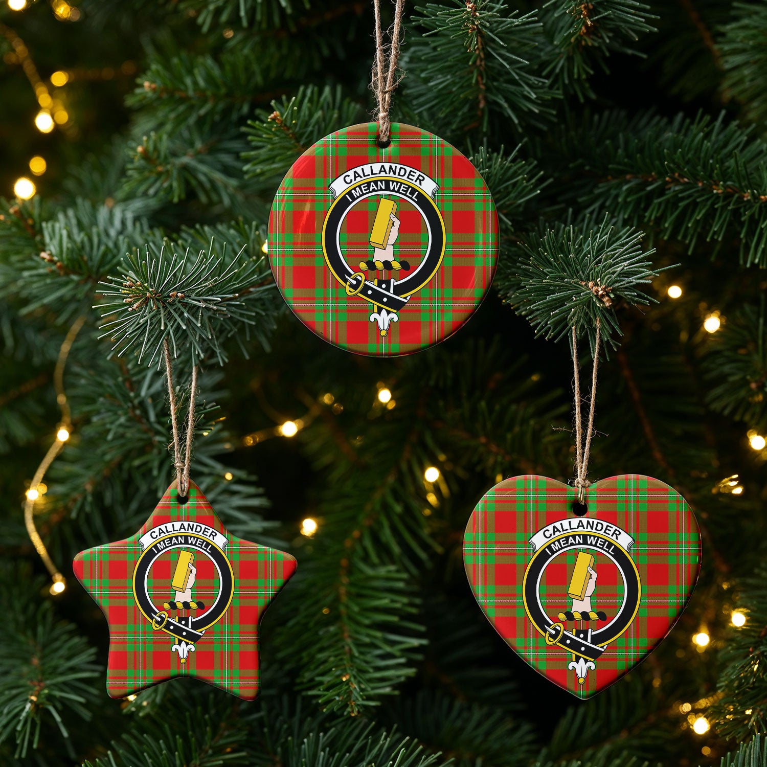 Callander Tartan Crest Christmas Ceramic Ornament