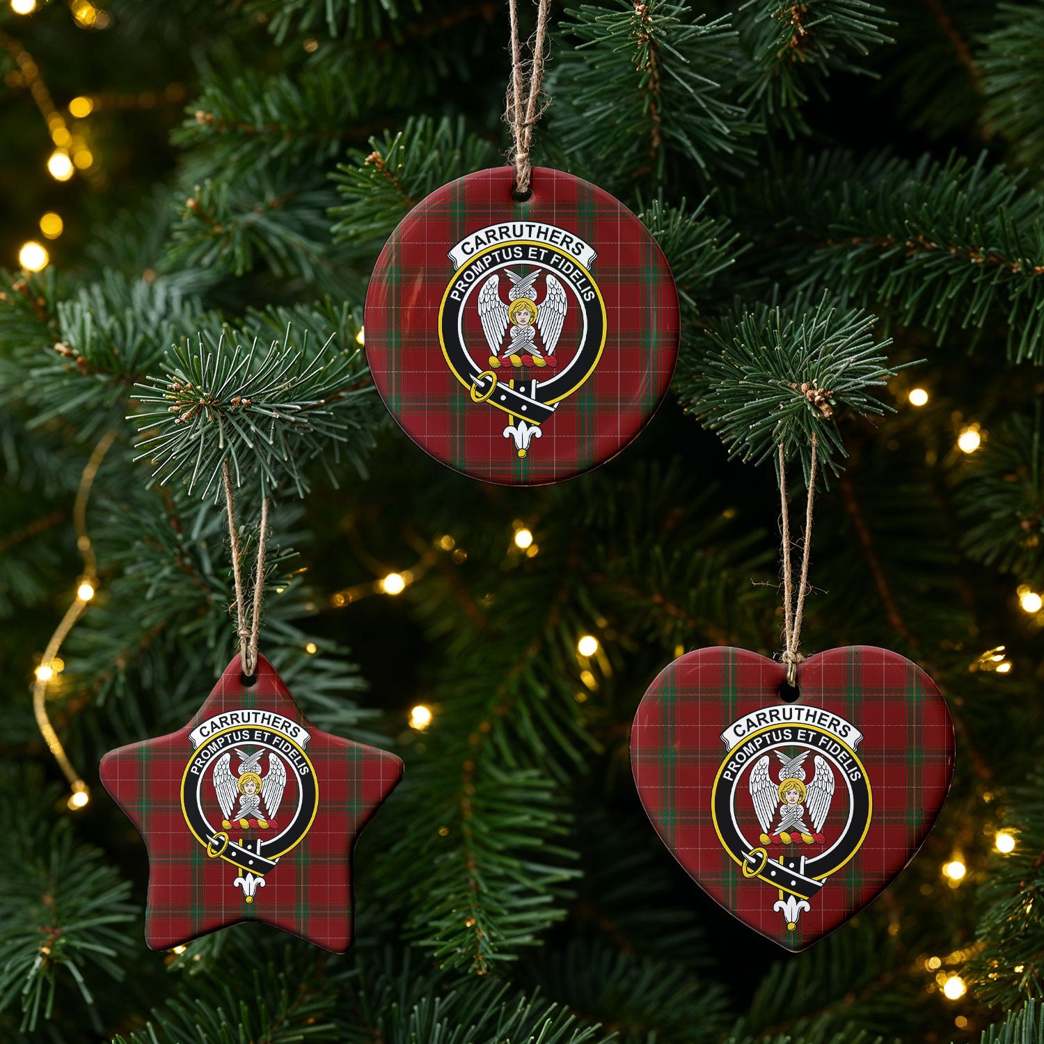 Carruthers Tartan Crest Christmas Ceramic Ornament