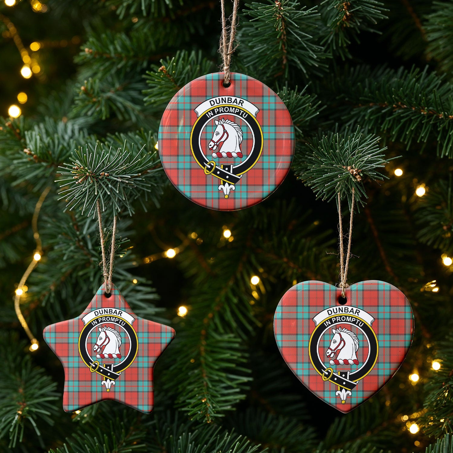 Dunbar Ancient Tartan Crest Christmas Ceramic Ornament