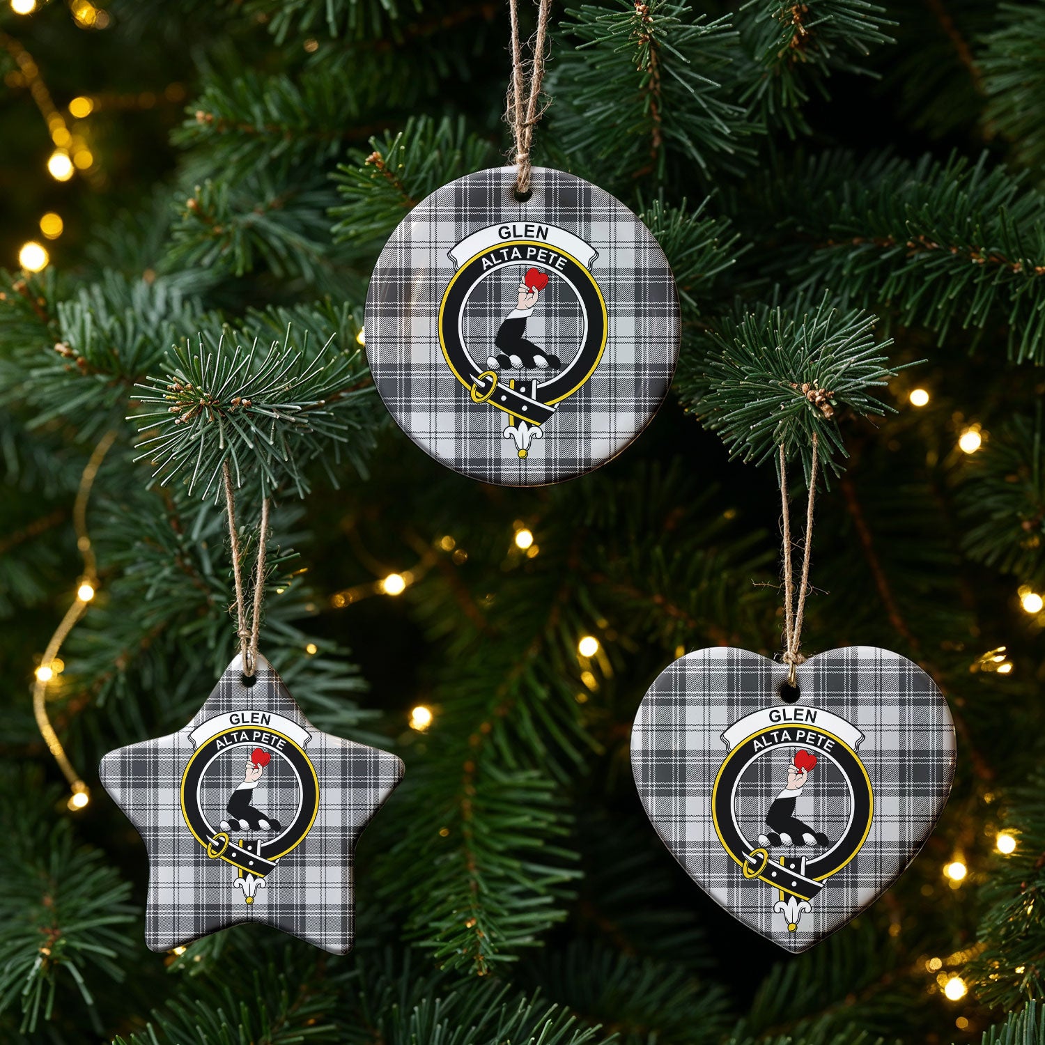 Glen Tartan Crest Christmas Ceramic Ornament