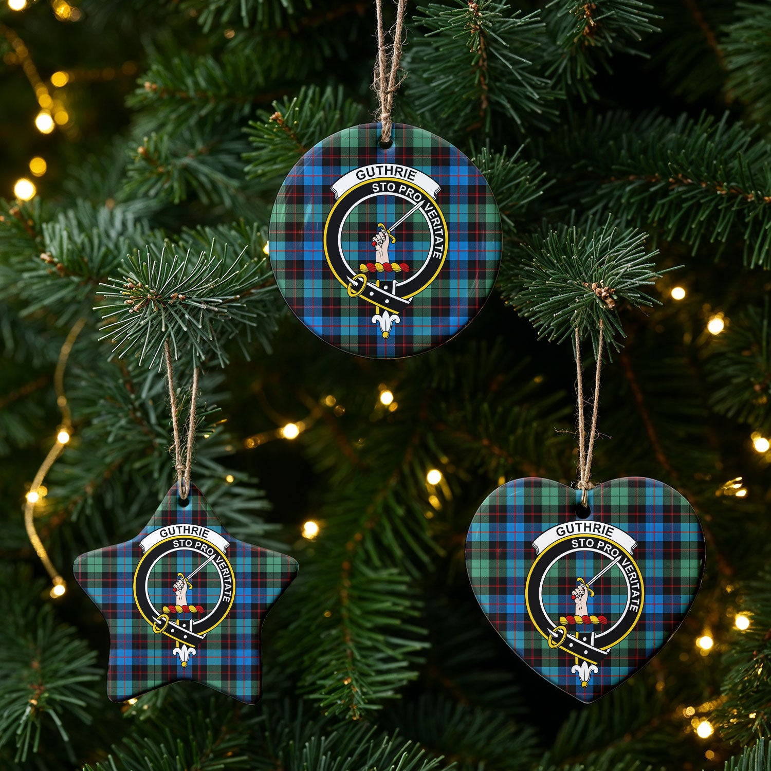 Guthrie Ancient Tartan Crest Christmas Ceramic Ornament