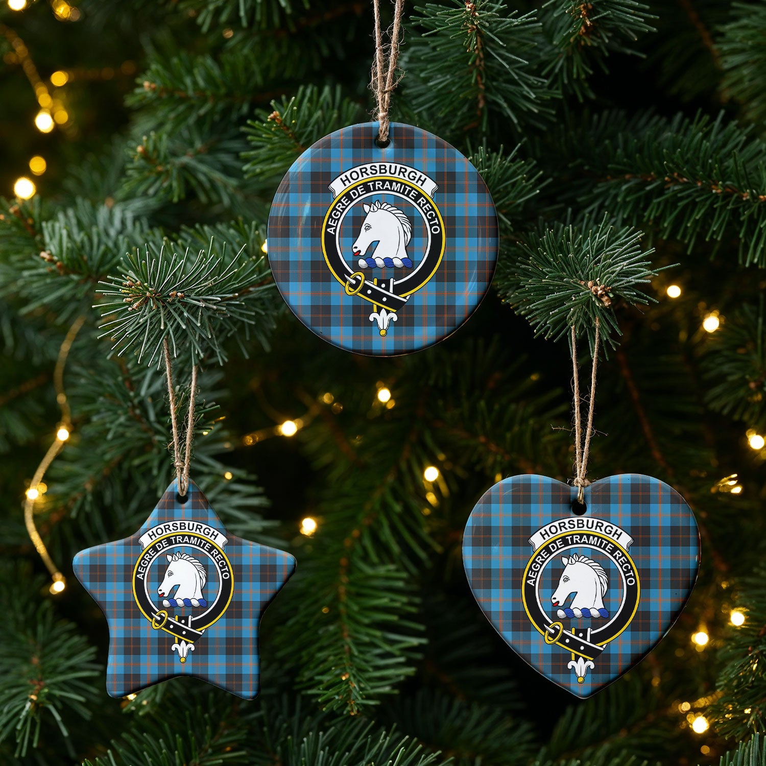 Horsburgh Tartan Crest Christmas Ceramic Ornament