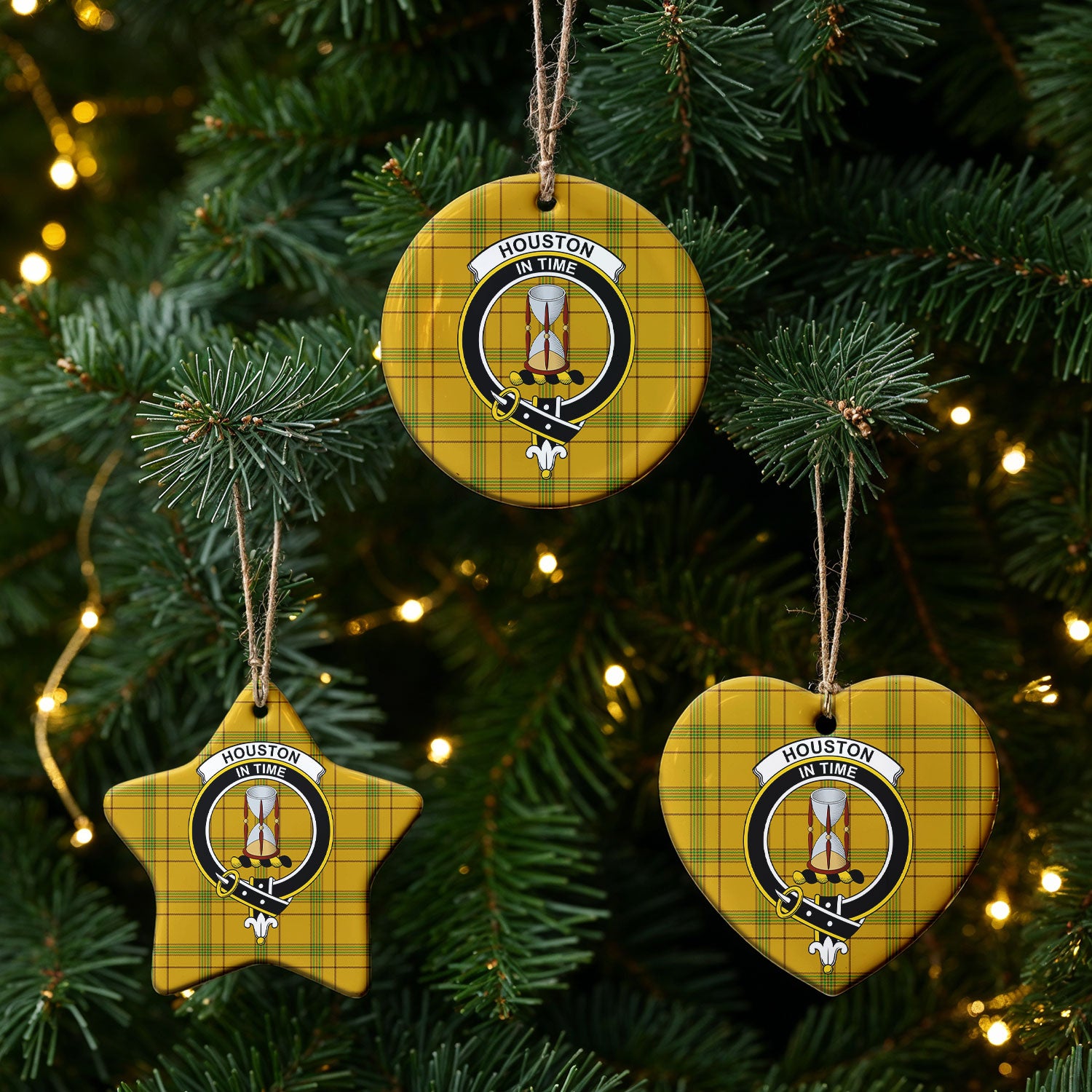 Houston Tartan Crest Christmas Ceramic Ornament