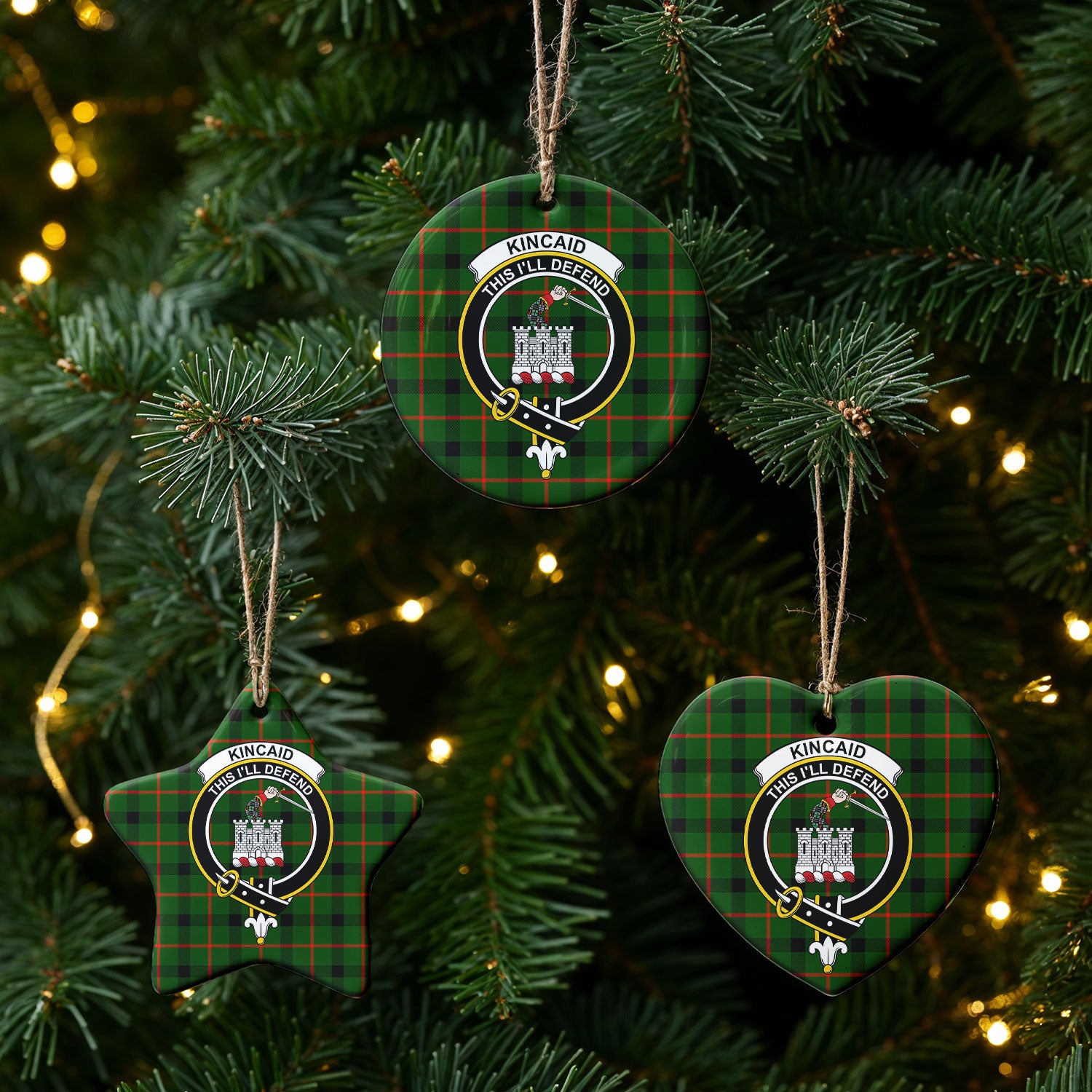 Kincaid Tartan Crest Christmas Ceramic Ornament
