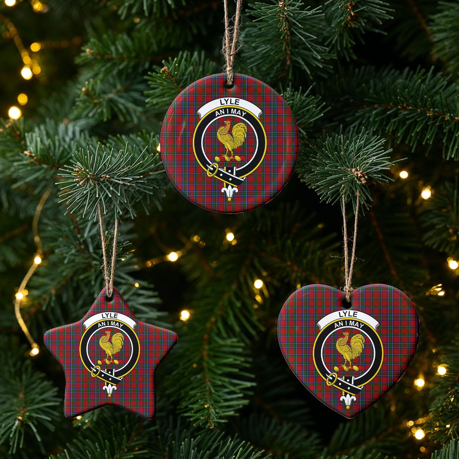 Lyle Tartan Crest Christmas Ceramic Ornament