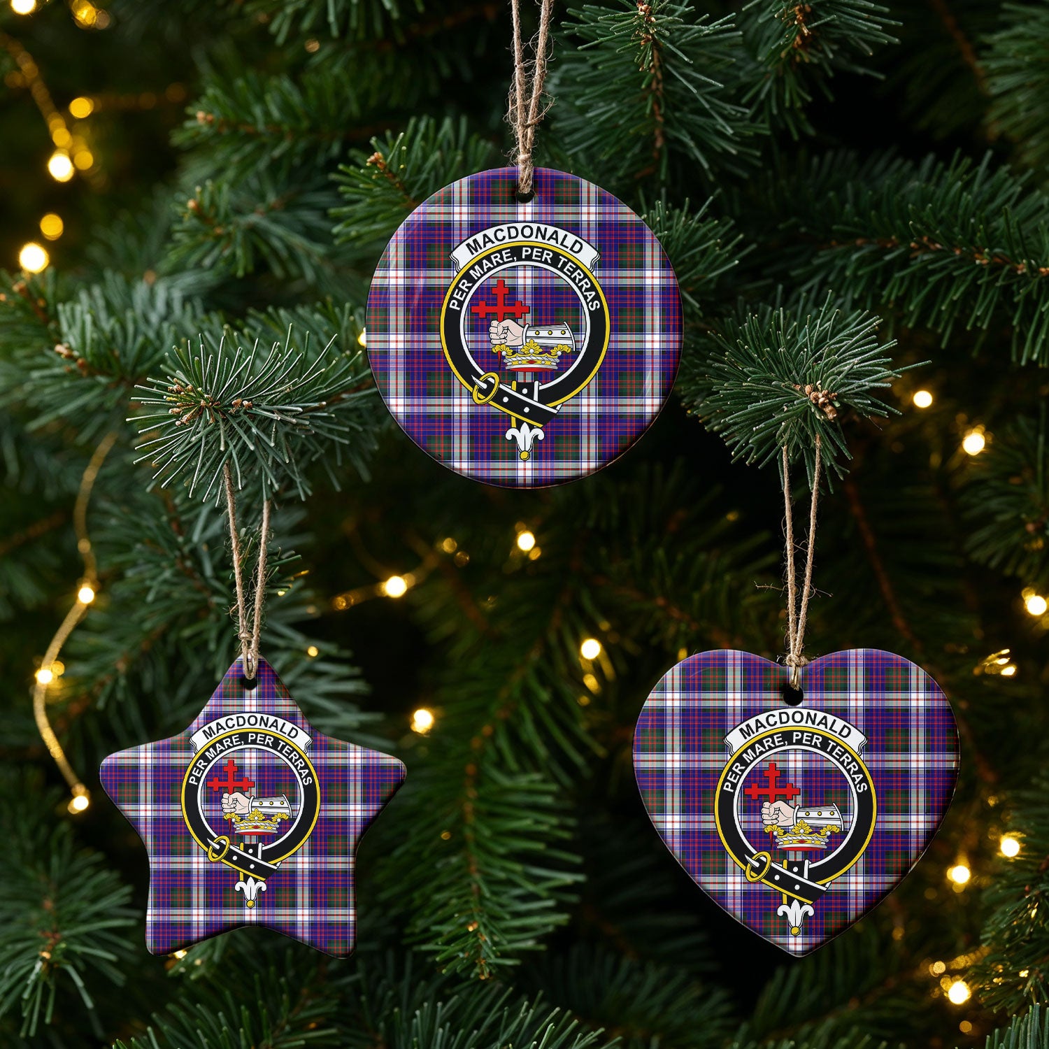 MacDonald Dress Modern Tartan Crest Christmas Ceramic Ornament