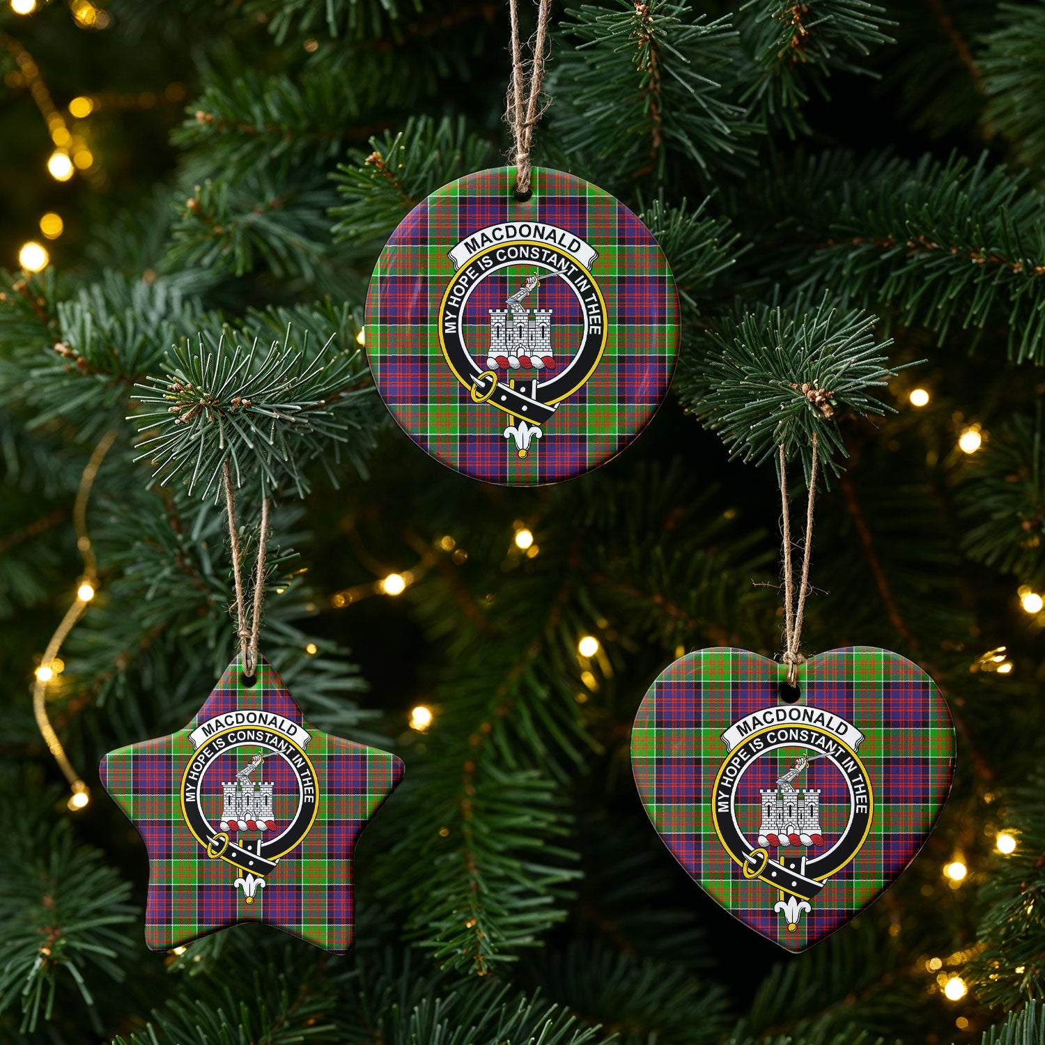 MacDonald (Clan Ranald) Tartan Crest Christmas Ceramic Ornament