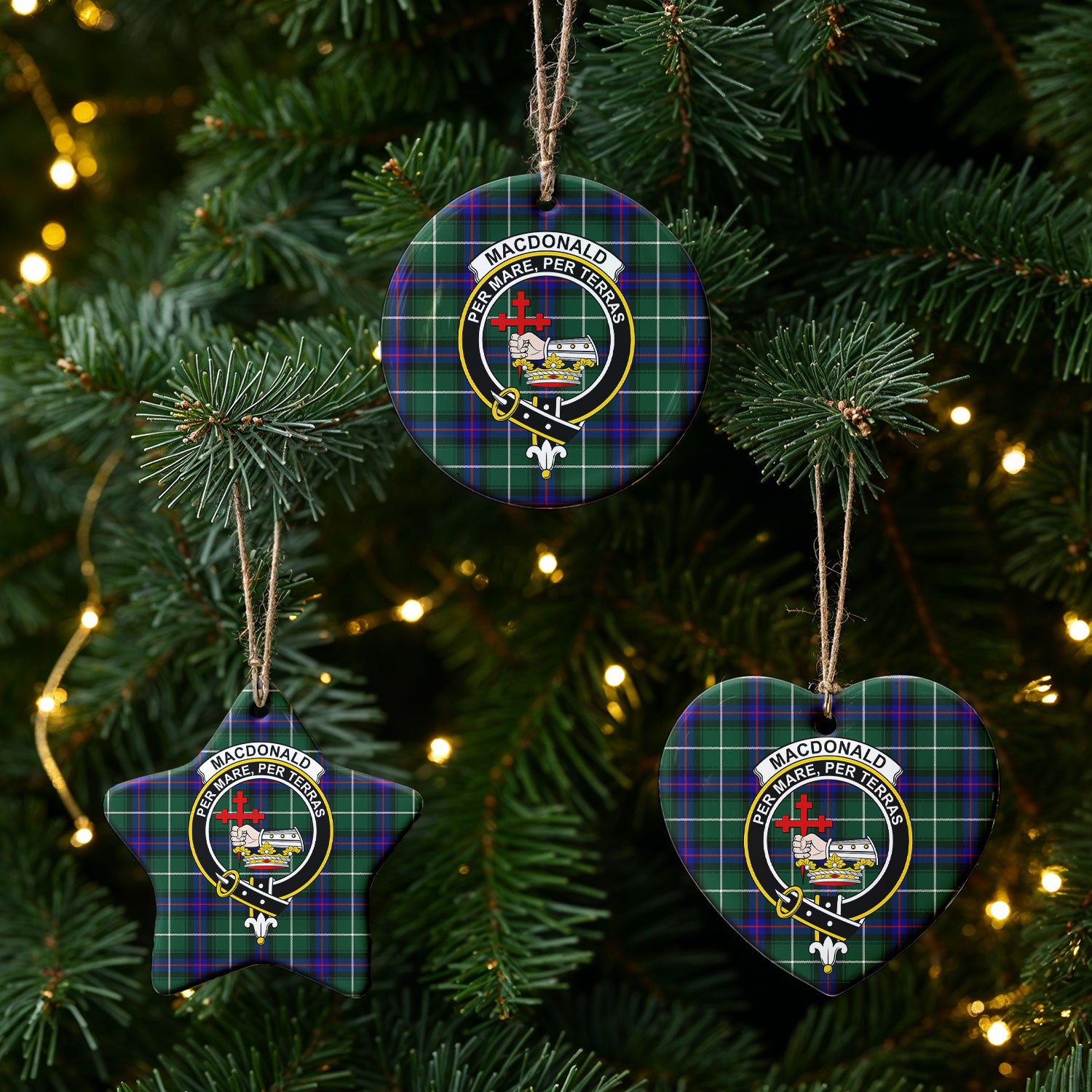 MacDonald of the Isles Hunting Modern Tartan Crest Christmas Ceramic Ornament