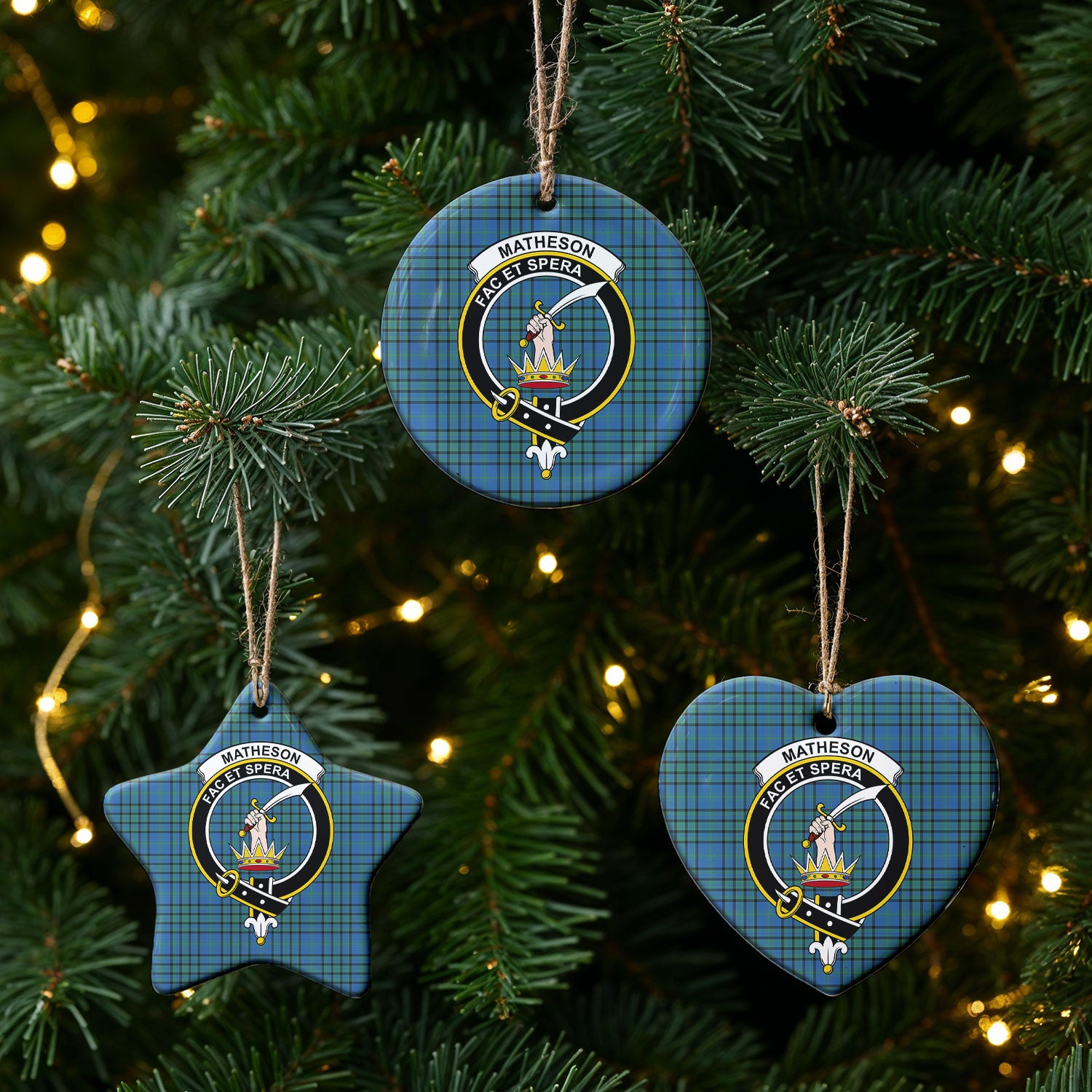 Matheson Hunting Ancient Tartan Crest Christmas Ceramic Ornament