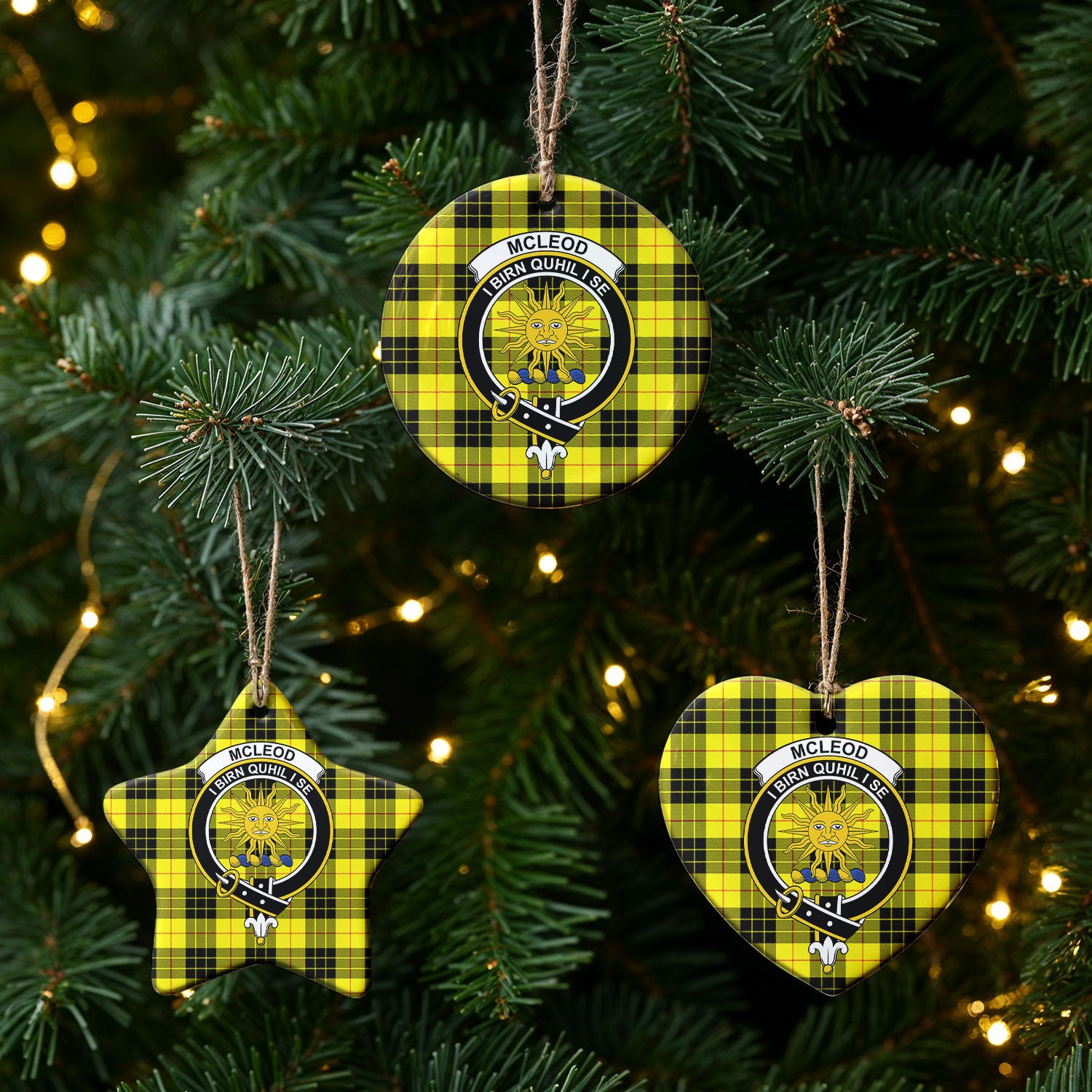 McLeod of Lewis Modern Tartan Crest Christmas Ceramic Ornament