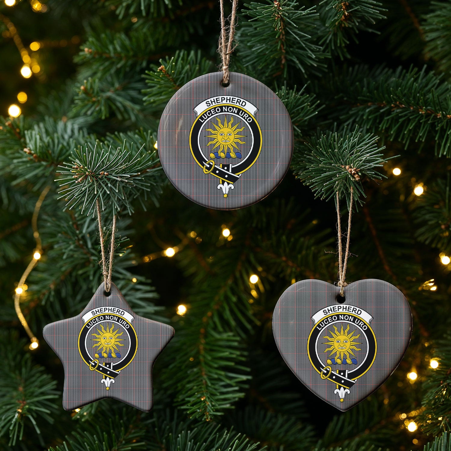 Shepherd Tartan Crest Christmas Ceramic Ornament